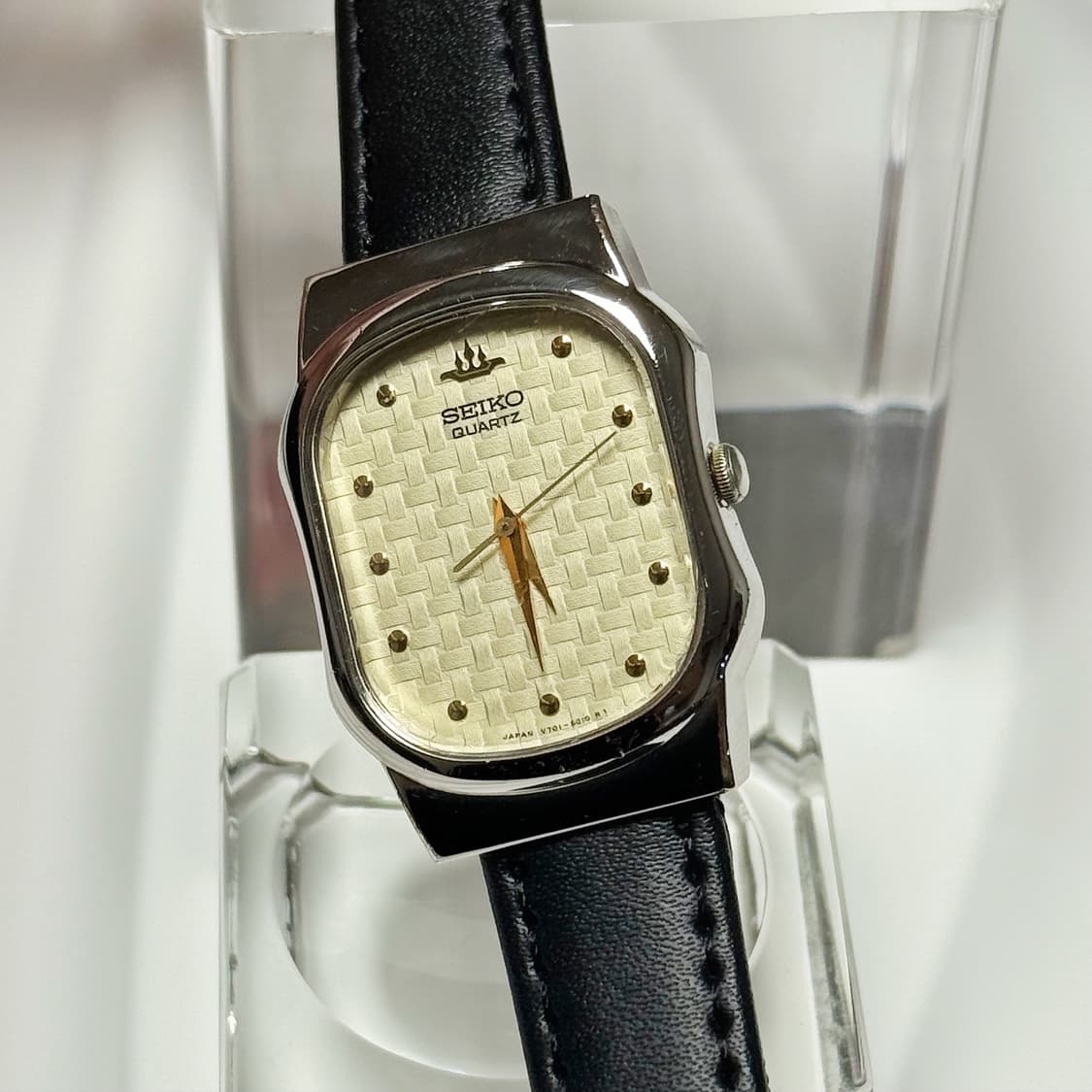 80s 빈티지 세이코 위빙 텍스처 다이얼 웨이브 케이스 워치 상품이미지2