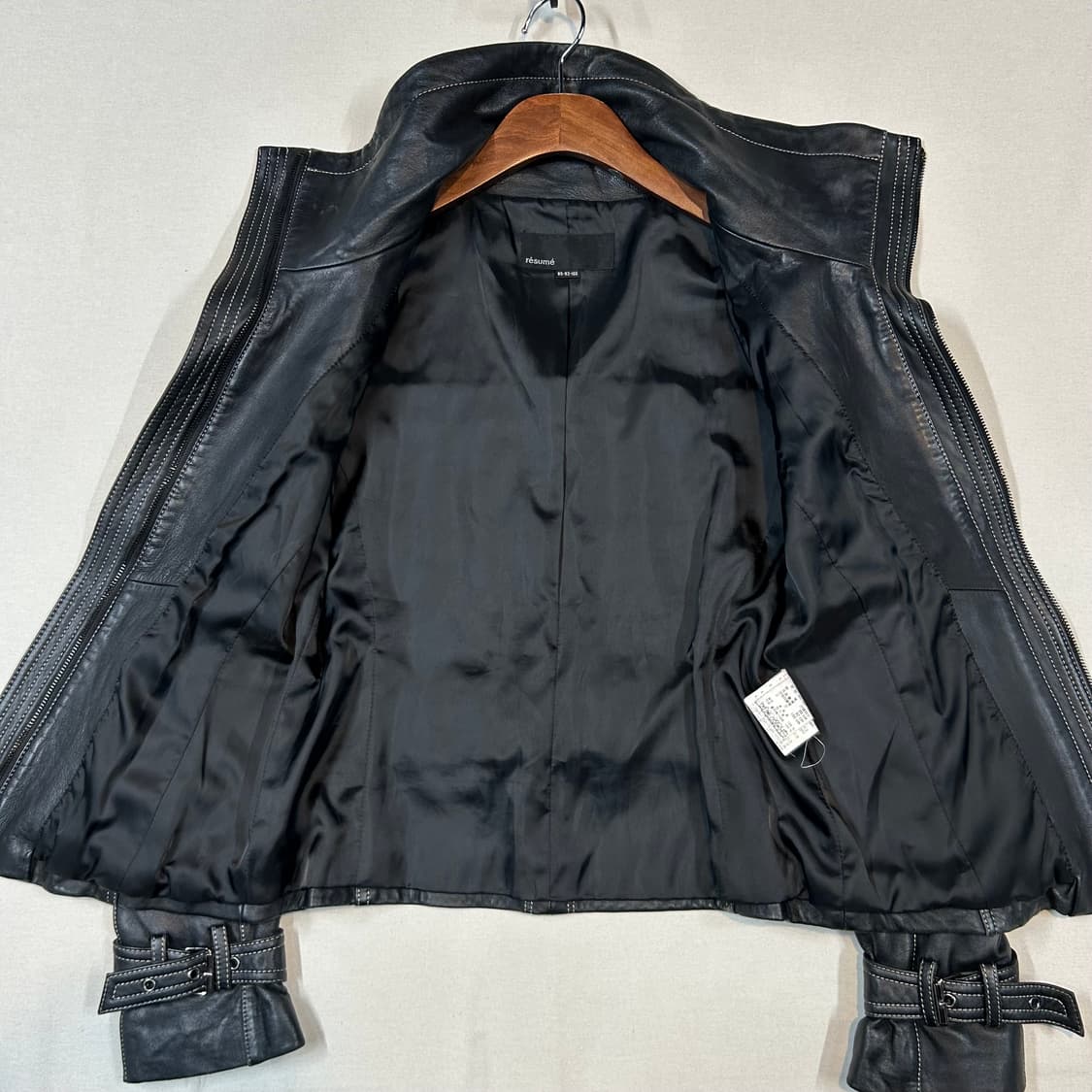 S) 레쥬메 스티치 포인트 벨티드 양가죽 자켓 상품이미지6