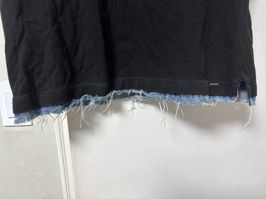 디젤 밑단 그런지 브이넥 데님 포켓 반팔티 상품이미지5