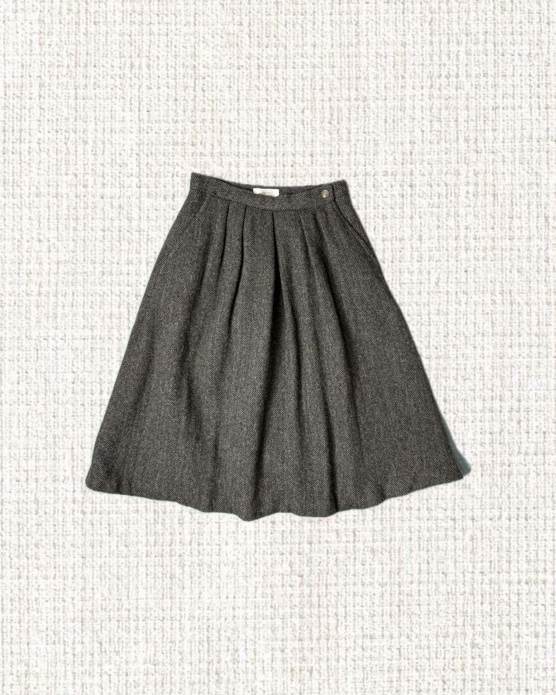 카키-브라운 보카시 울 스커트  상품이미지1