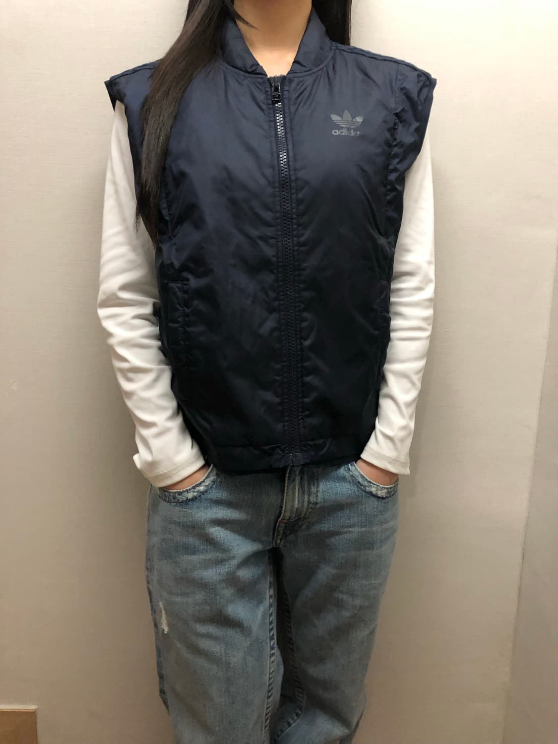 빈티지 아디다스 네이비 패딩 베스트 상품이미지1