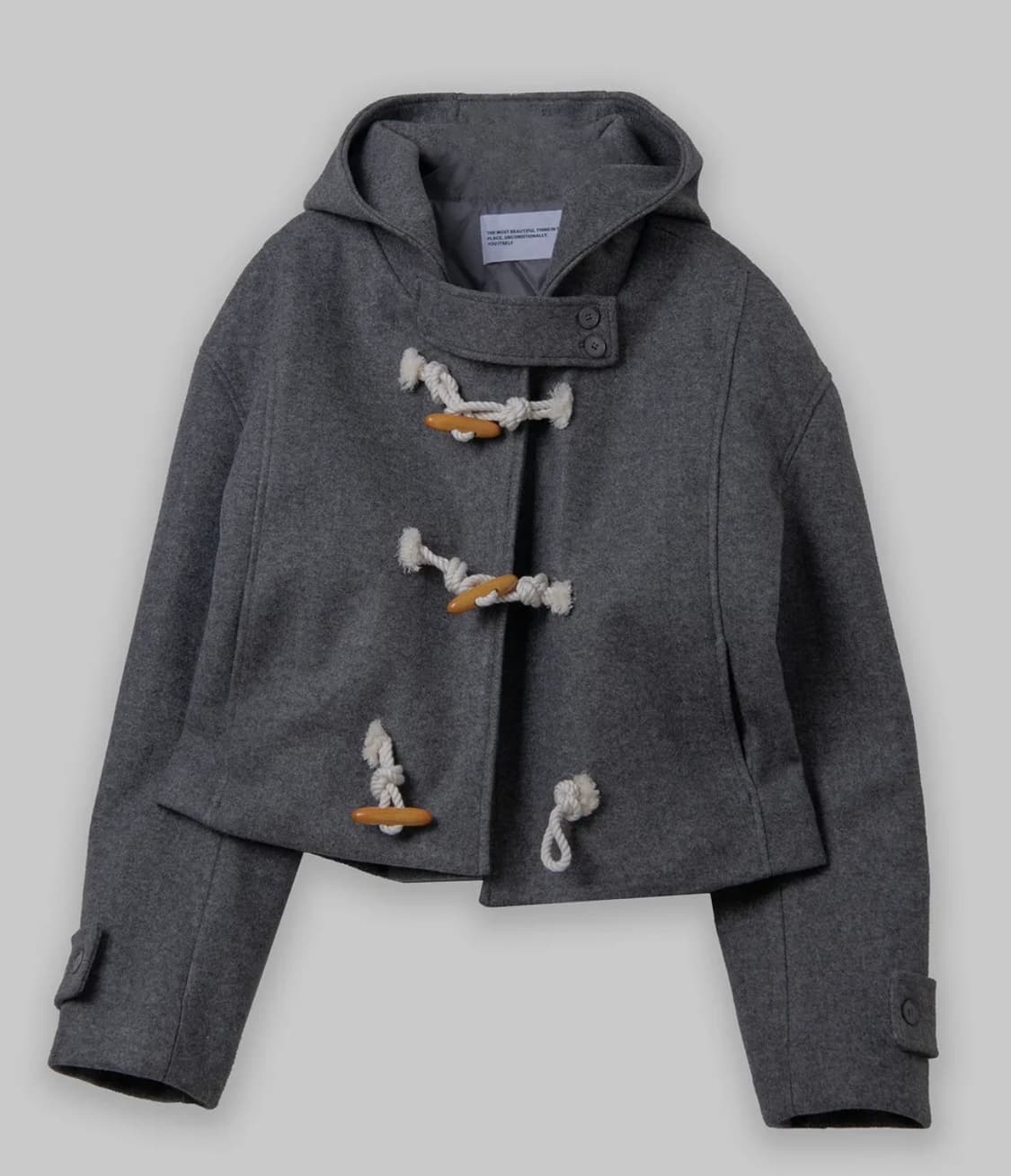 플레이스스튜디오 후드 크롭 더플 코트 자켓 점퍼 그레이 상품이미지1