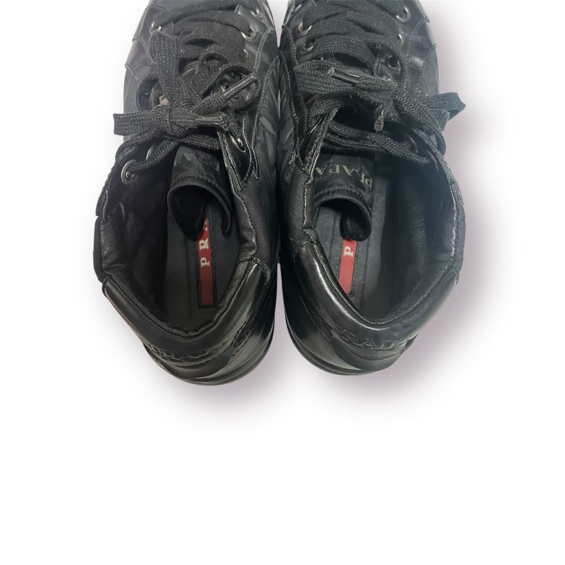 270) 프라다 스포츠 레더 나일론 미드탑 스니커즈 상품이미지7