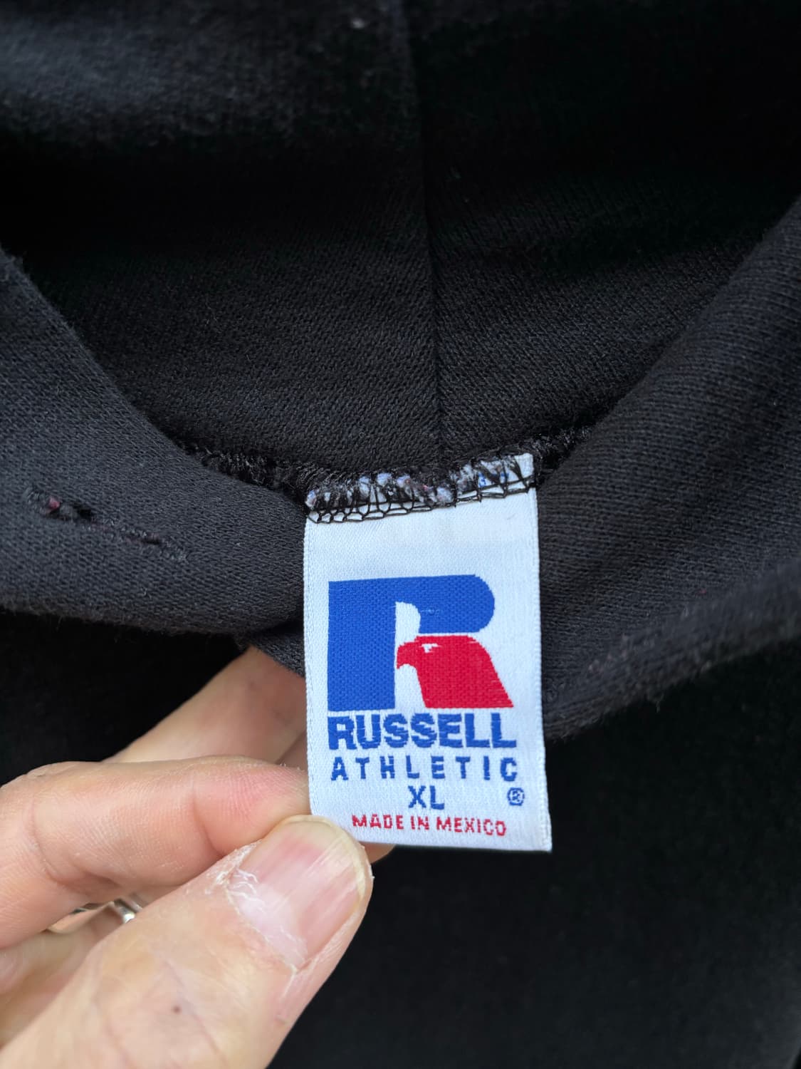 00s 러셀 빈티지 후디 무지 블랙 상품이미지4