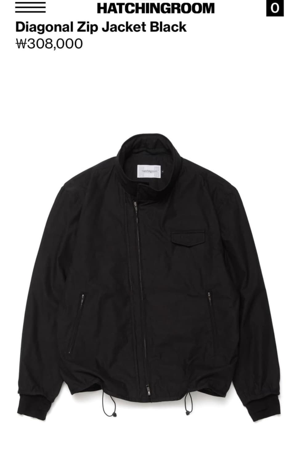 해칭룸 diagonal zip jacket black(2) 상품이미지1