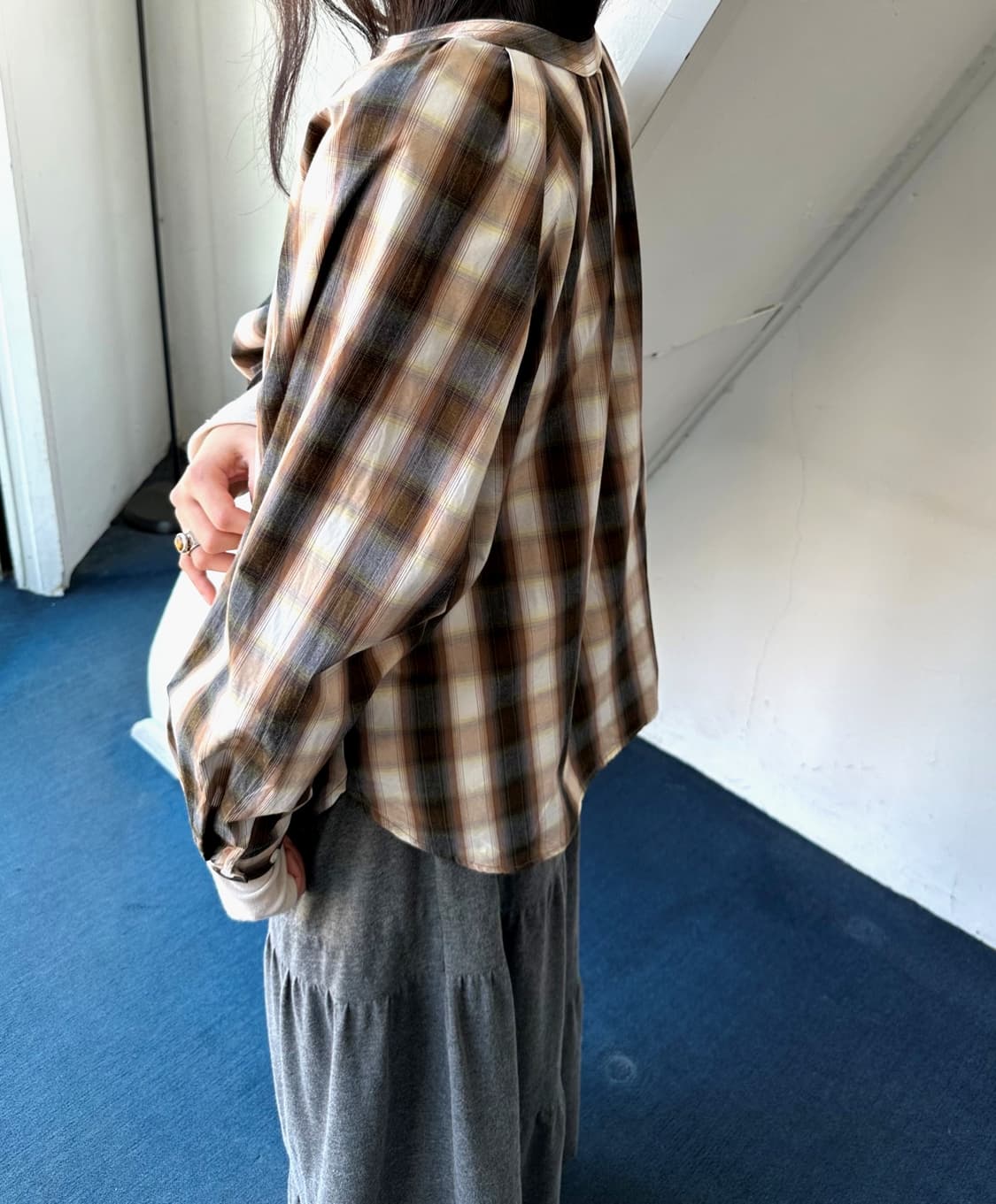 Light cotton design check wide shirt 상품이미지7