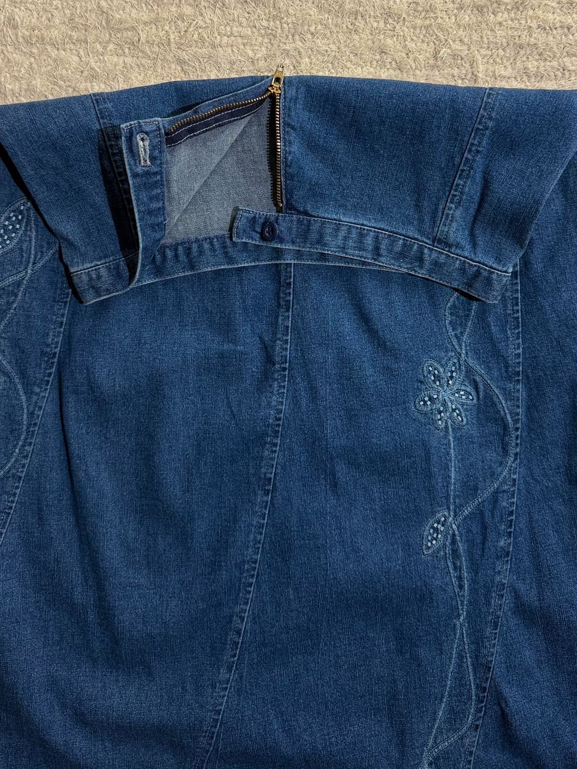 Beaded Stitched Denim Skirt 0257 상품이미지5