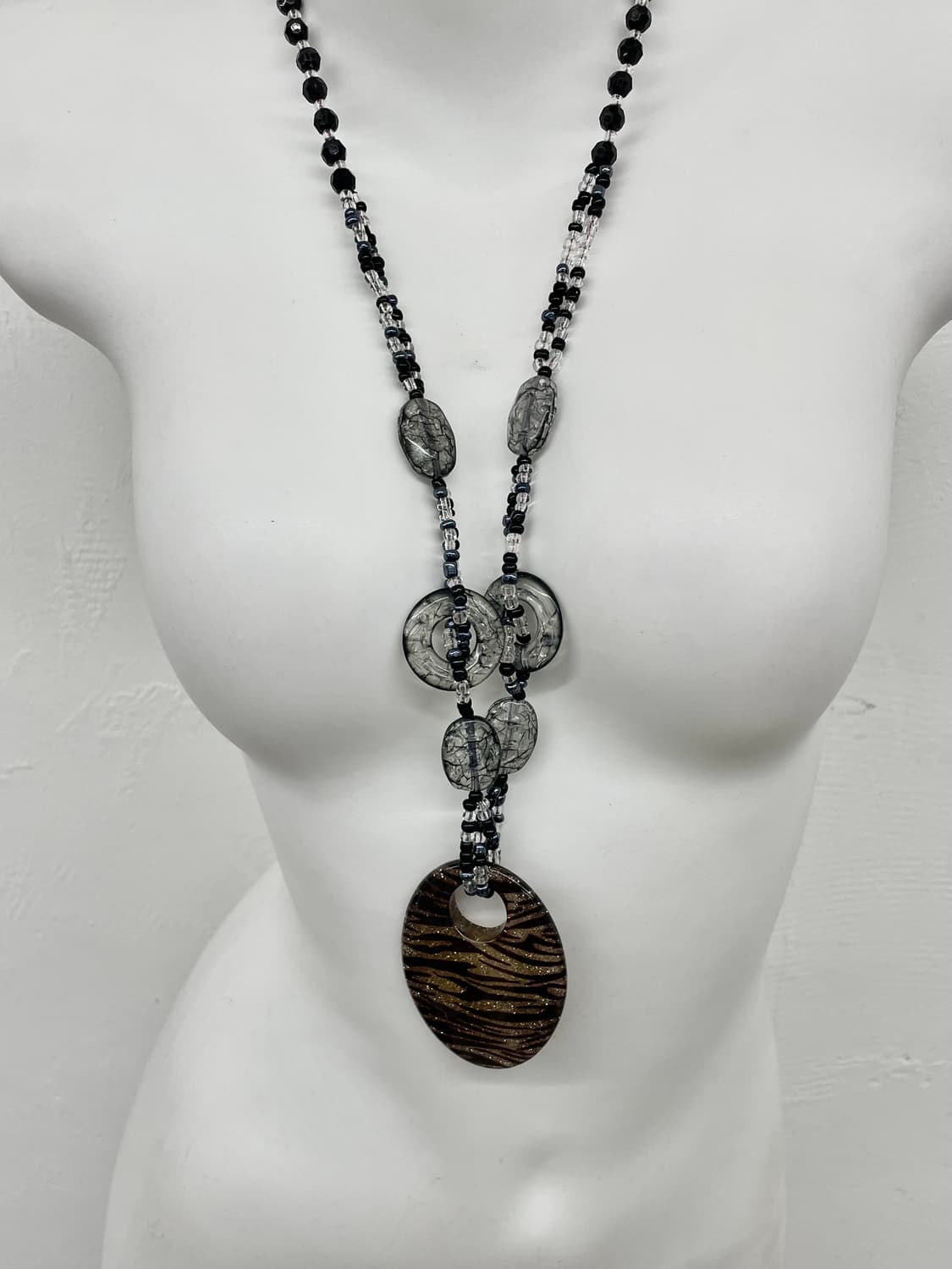 y2k 지브라 비즈 글리터 롱 네크리스 상품이미지5