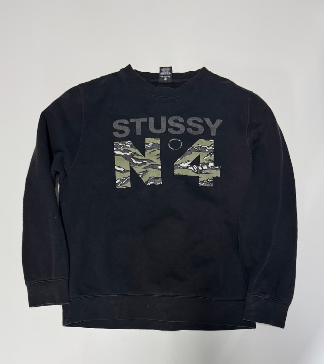 희귀!! 스투시 Stussy N4 카모 기모 맨투맨 블랙 M 상품이미지1