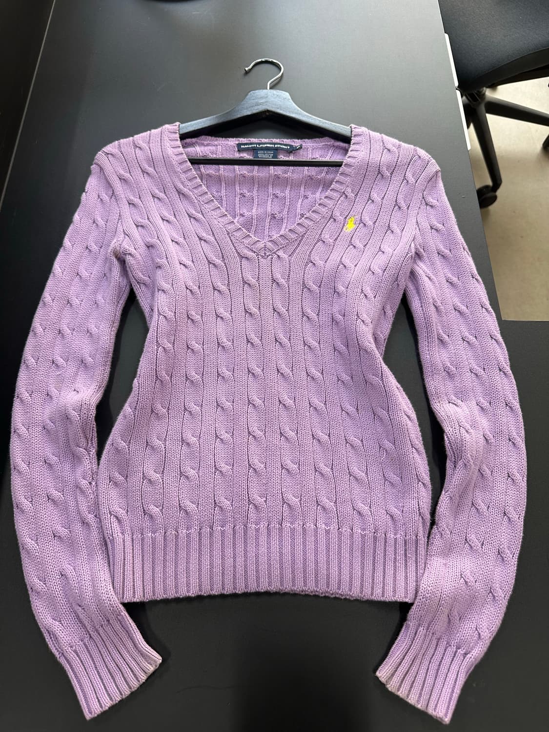 폴로랄프로렌 스포츠 케이블꽈배기 브이넥니트 퍼플 상품이미지4