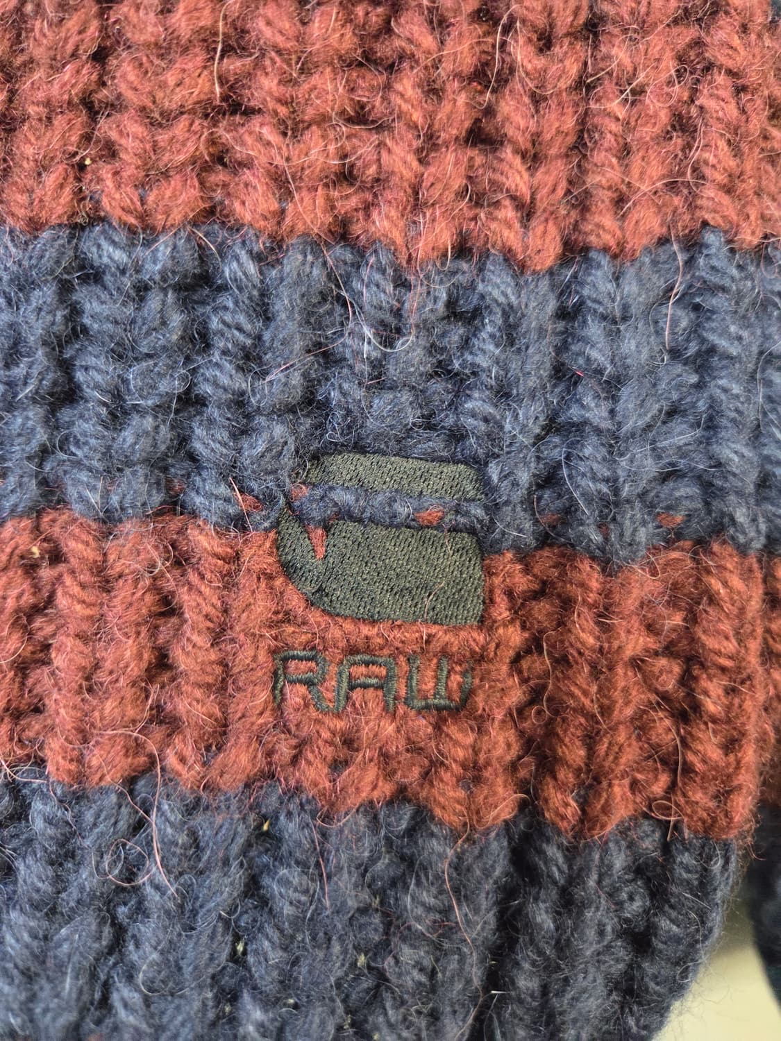 G-STAR줄무늬 니트 스웨터 네이비/와인(S) 상품이미지3