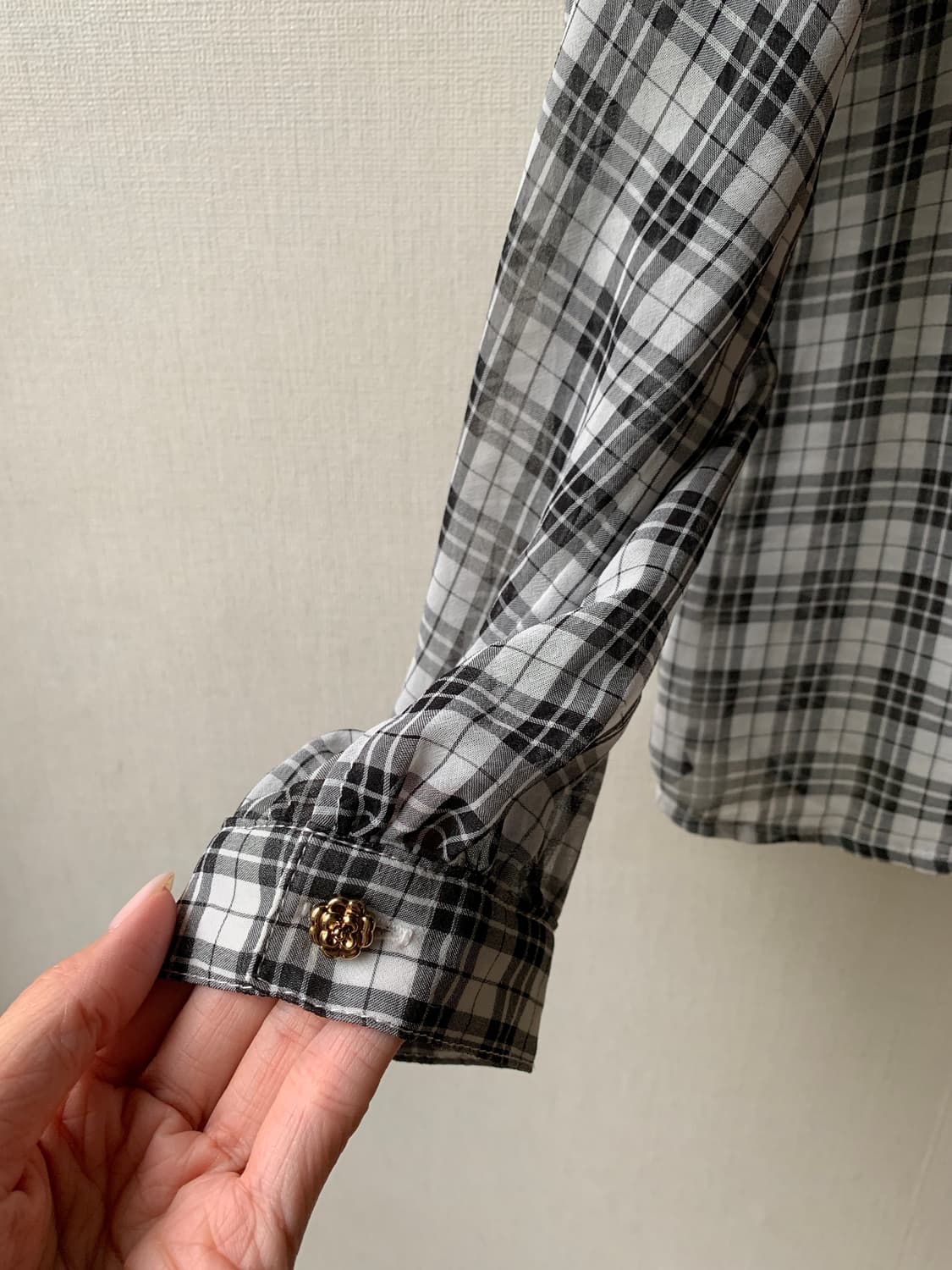vintage check lace blouse 상품이미지4