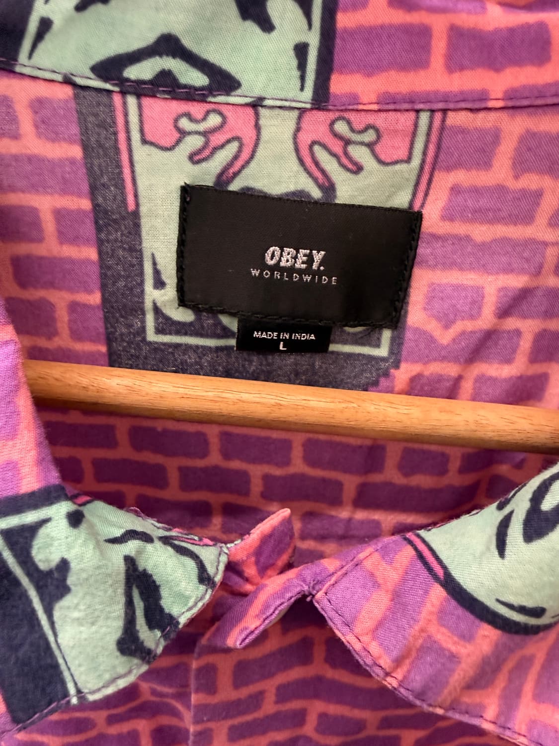 Obey 오베이 핑크 페이스 하와이셔츠  상품이미지5