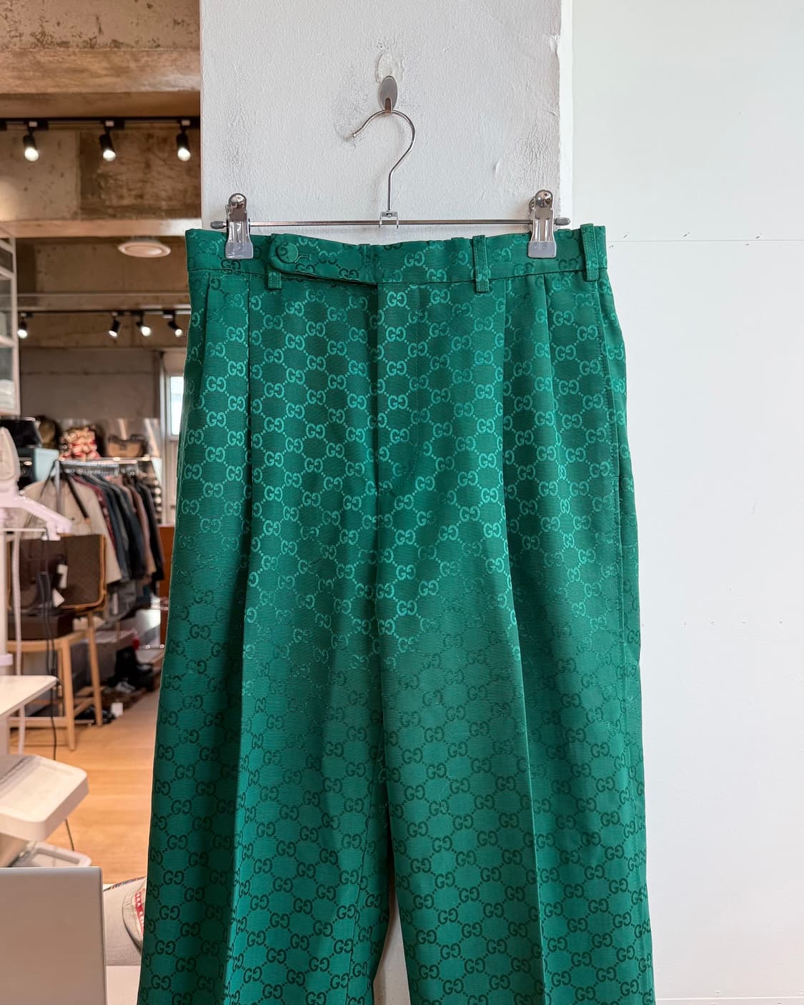 구찌 그린 GG 자카드 레이온 혼방 슬랙스 팬츠  상품이미지3