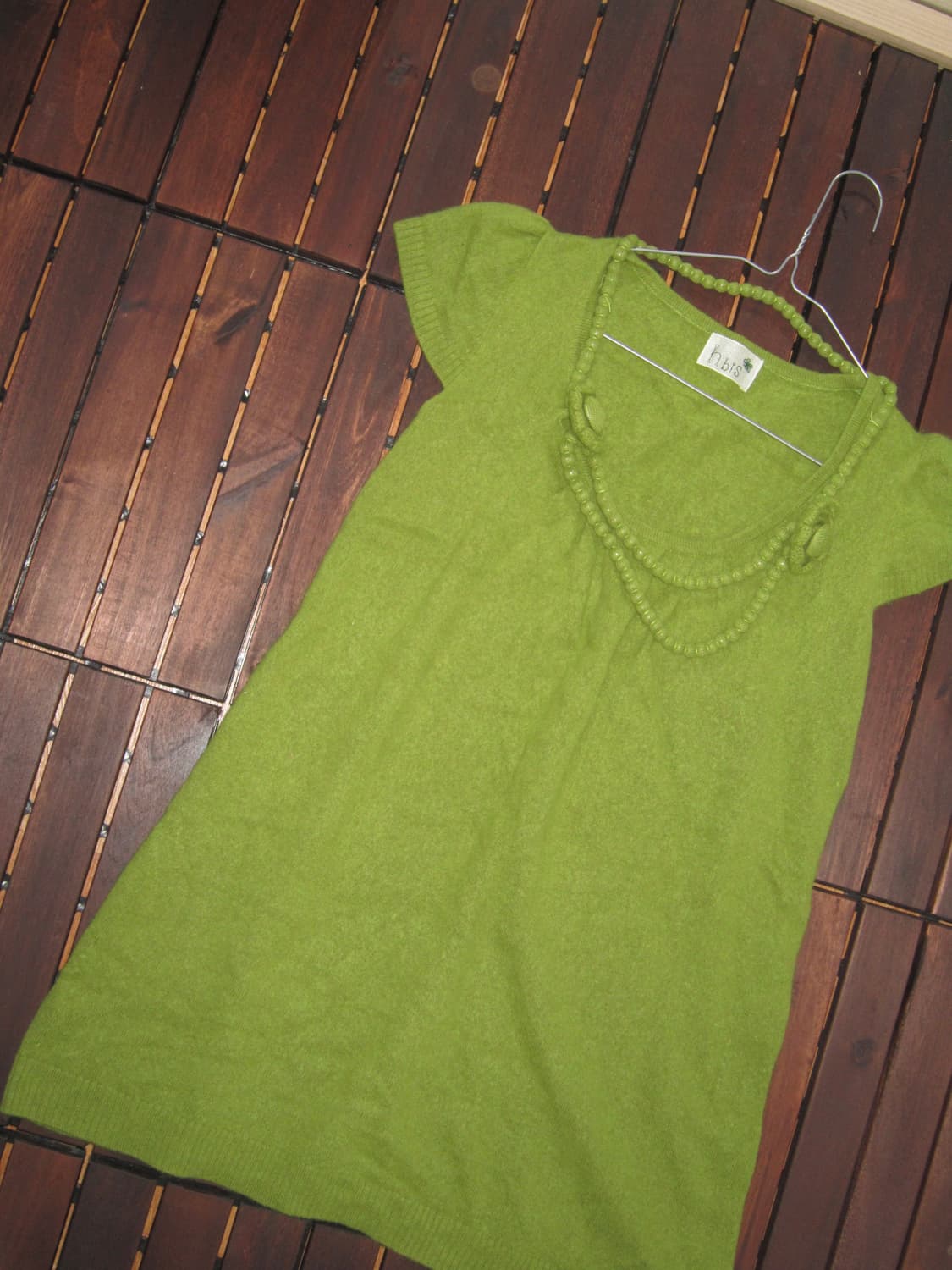 vintage green knit flower onepiece 상품이미지3