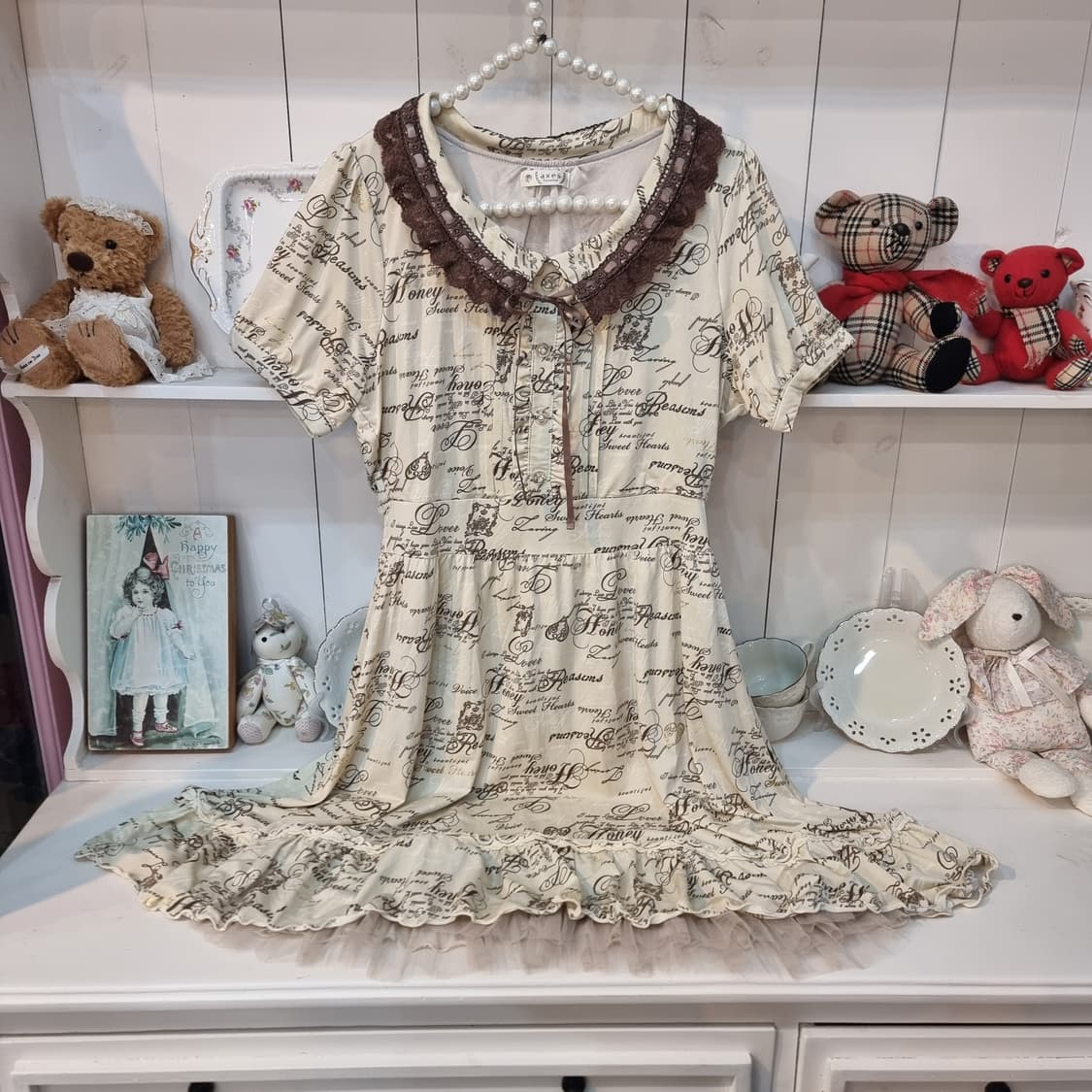 axes femme 레이스 카라 패턴 원피스 상품이미지1