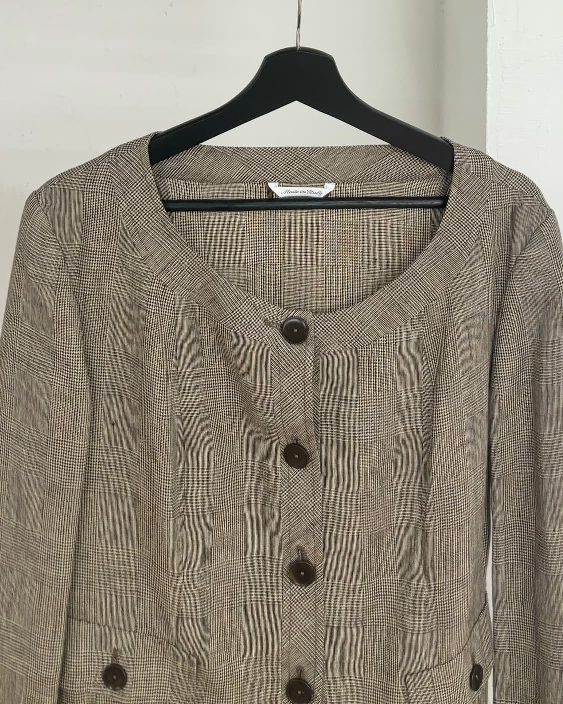 막스마라 브라운 트위드 린넨 블레이저 상품이미지2