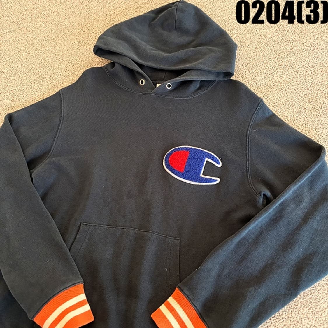 [M] 챔피온 오렌지 스트라이프 쭈리 포인트 후드티 0204(3) 상품이미지2