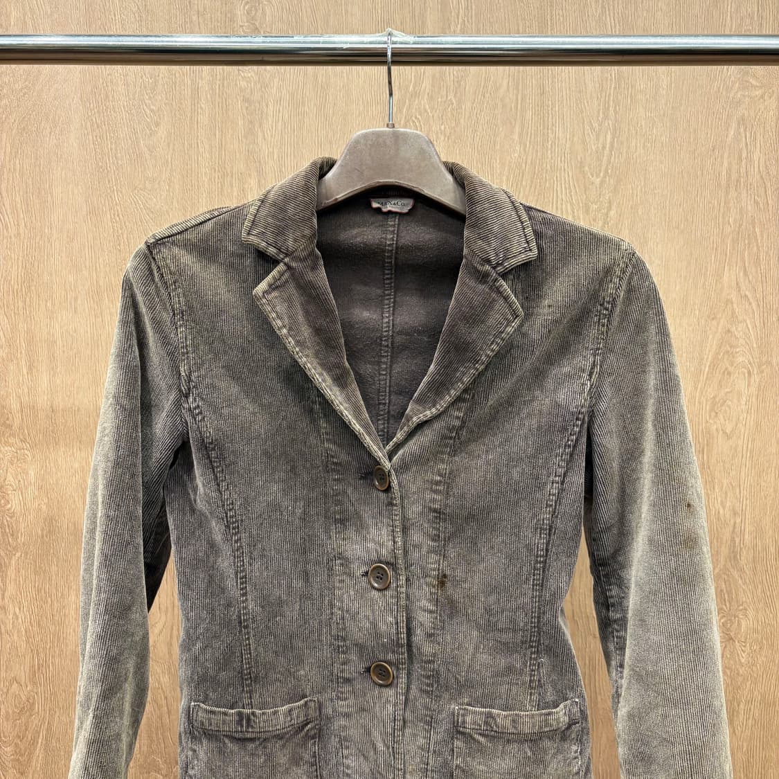 막스앤코 코튼 블레이저 자켓 싱글 브레스티드 코듀로이 디테일 딥브라운 상품이미지4