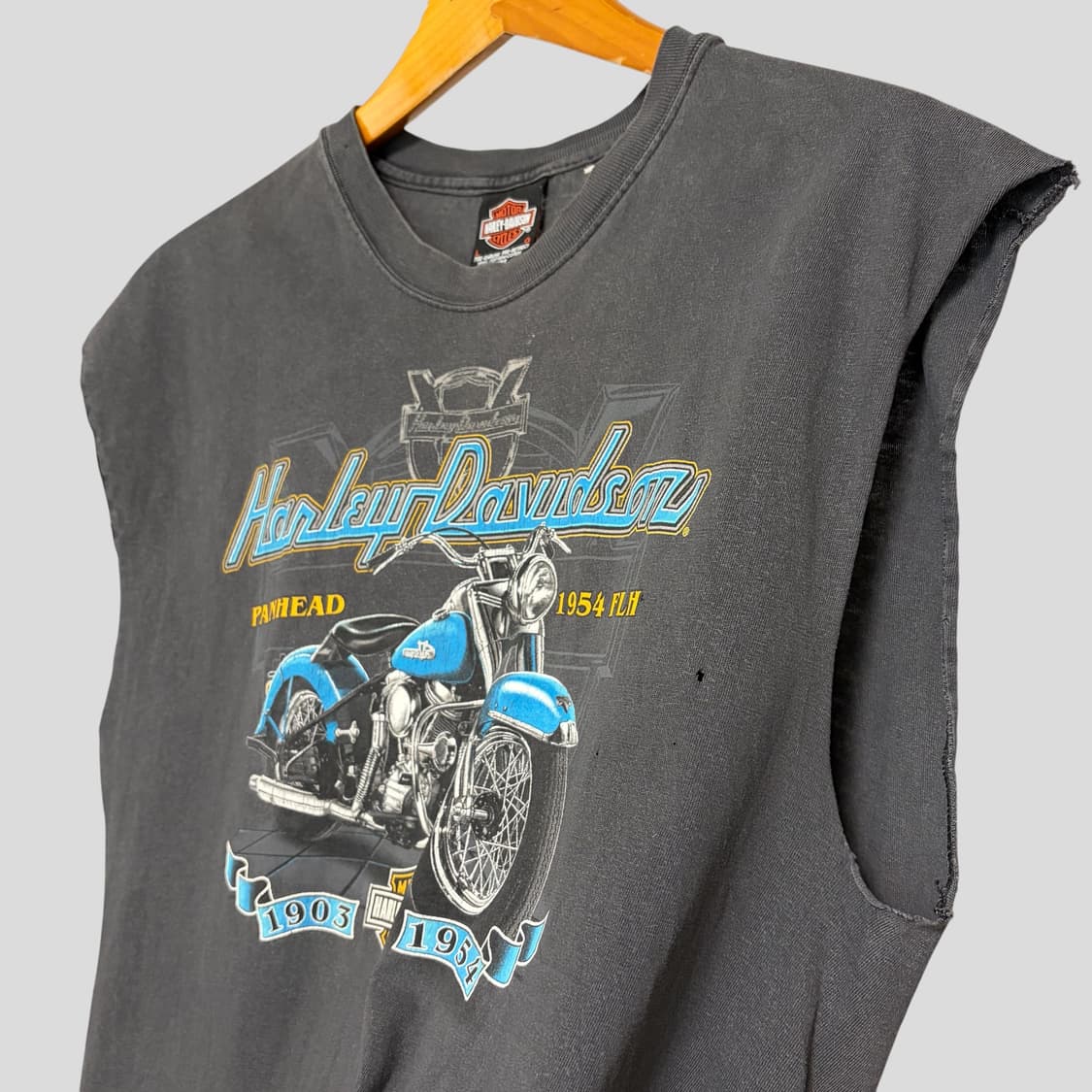 (L)90s 할리데이비슨 컷팅 슬리브리스 상품이미지3