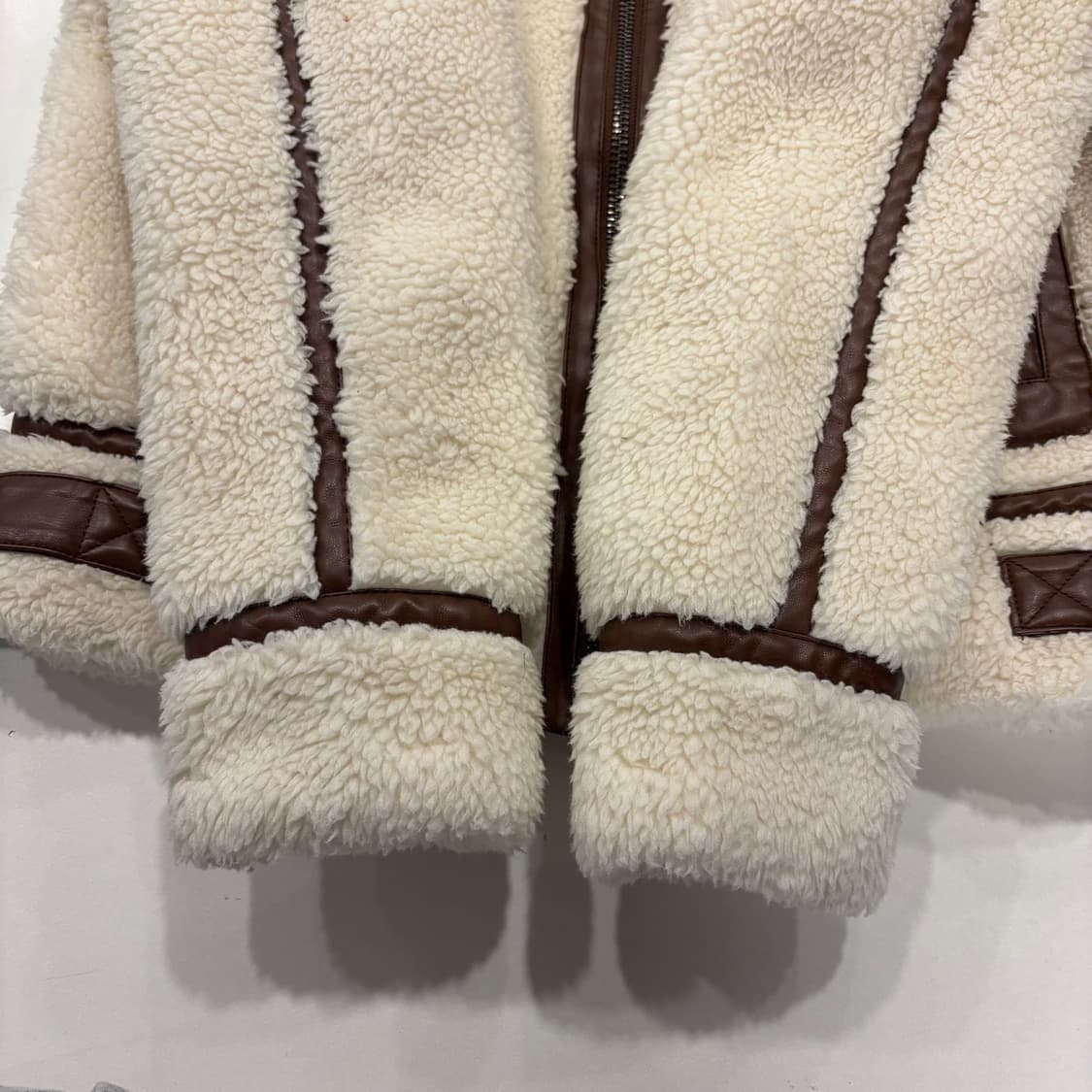 [S] 리바이스 양털 보아 퍼 자켓 화이트 브라운 B633 상품이미지7