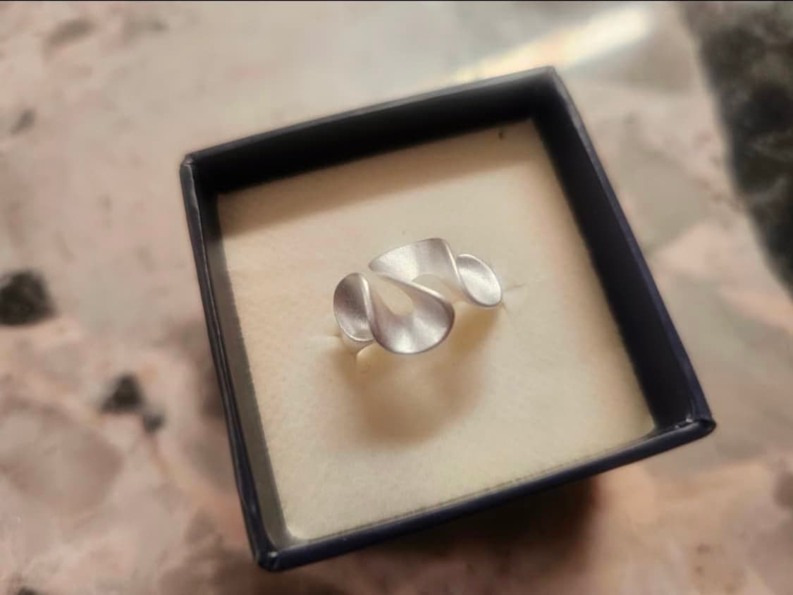 무광 실버 웨이브 오픈 링  은반지 상품이미지2