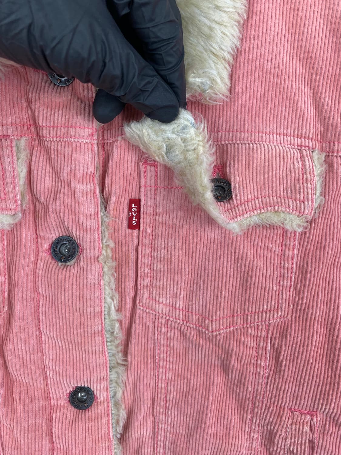 리바이스 코듀로이 핑크 쉐르파 양털 트러커 자켓 M 상품이미지4