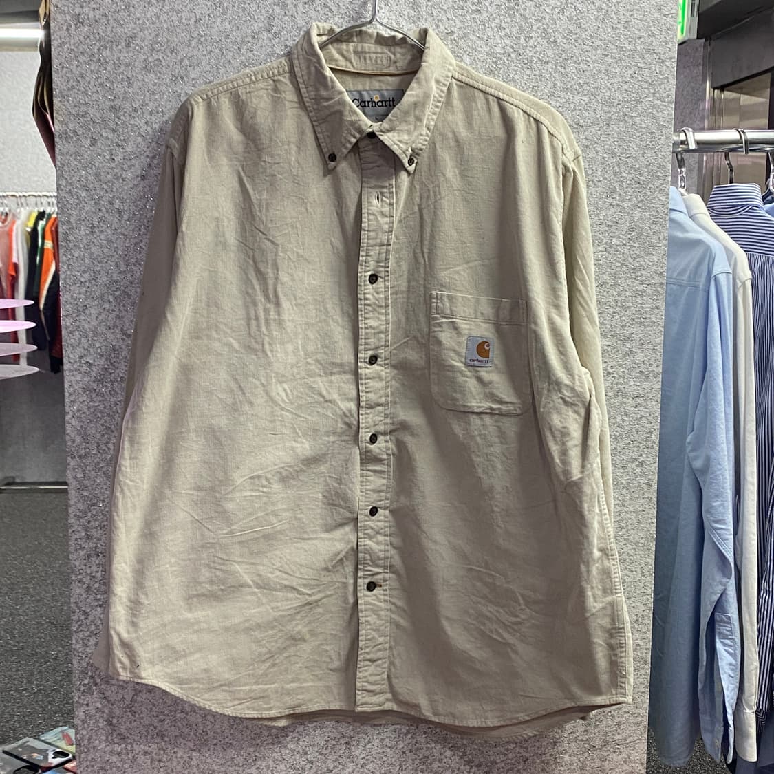 칼하트 패치로고 투포켓 카키 셔츠 B3161 상품이미지2