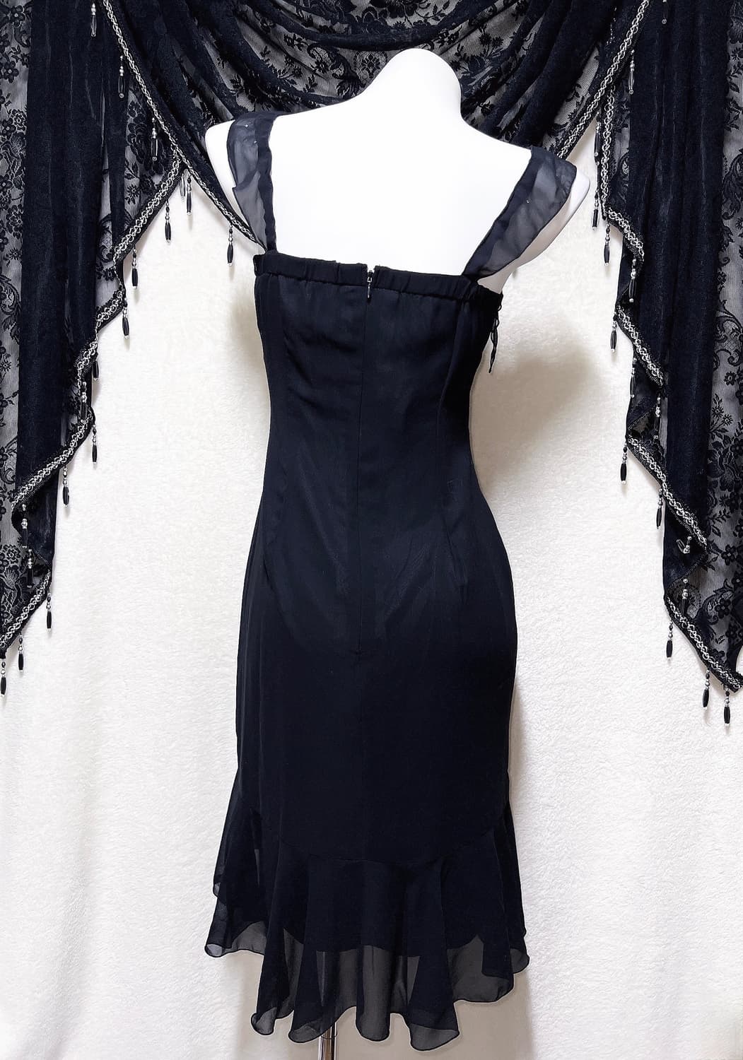 로맨틱고딕 고스 로걀 갸루 큐빅리본 머메이드 드레스 쉬폰원피스 파티 연말 상품이미지7