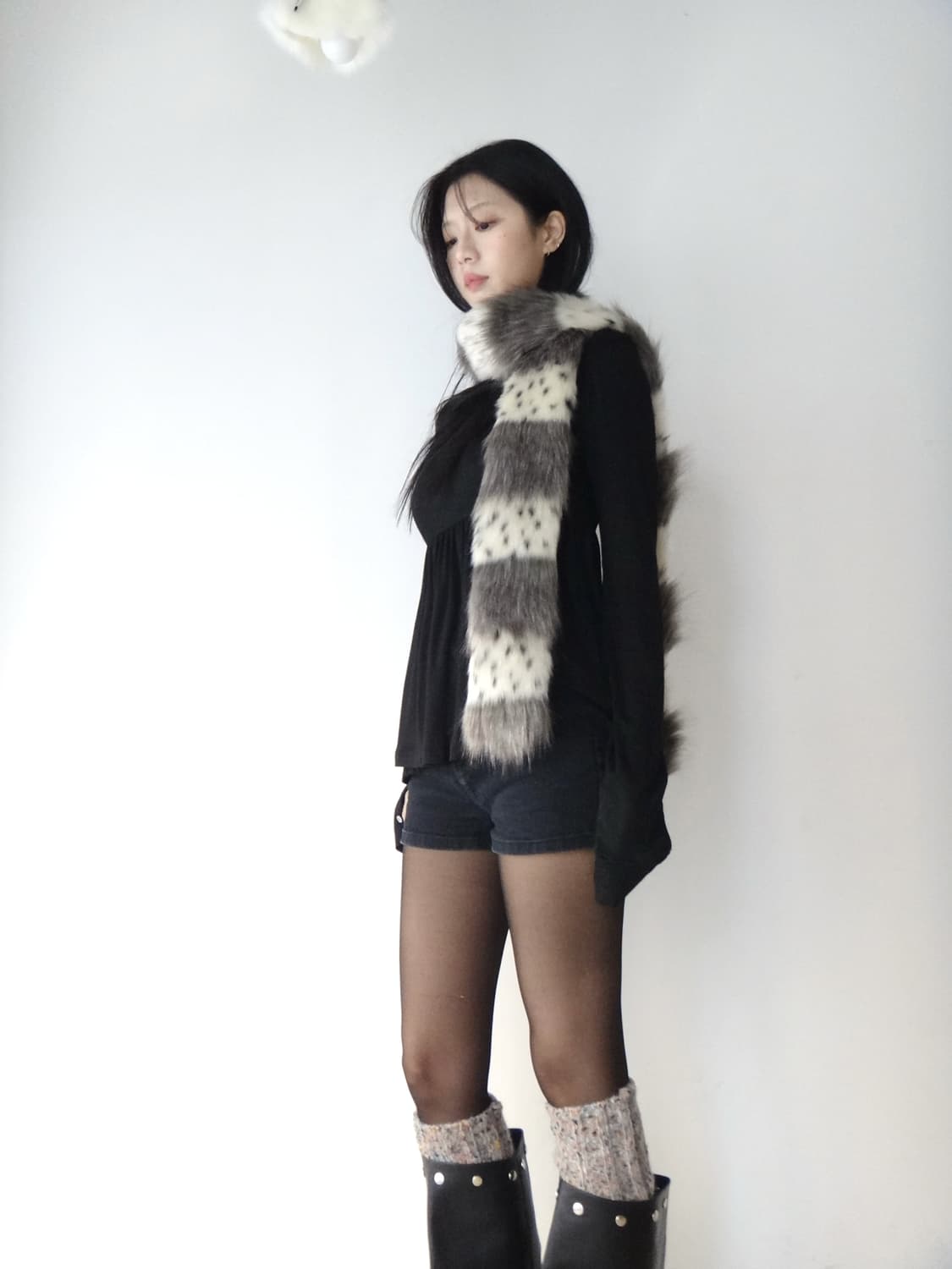 Winter color dot fur muffler  상품이미지4