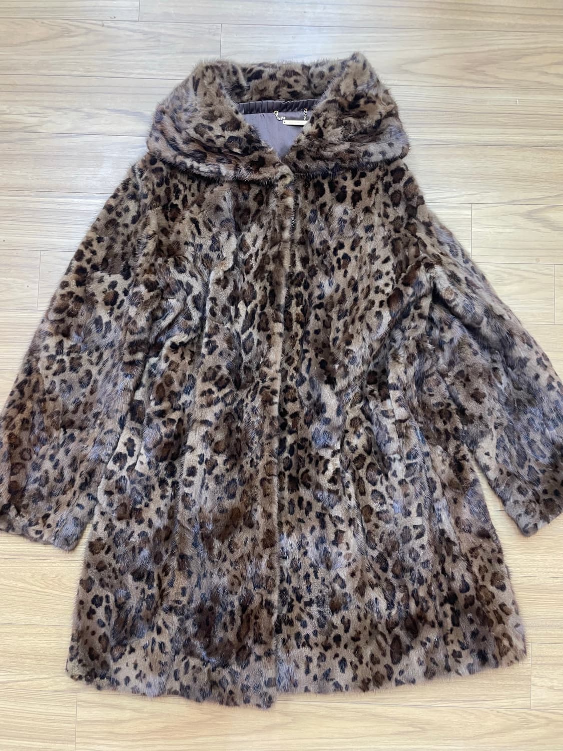Zishen 레오파드 밍크 코트 상품이미지1