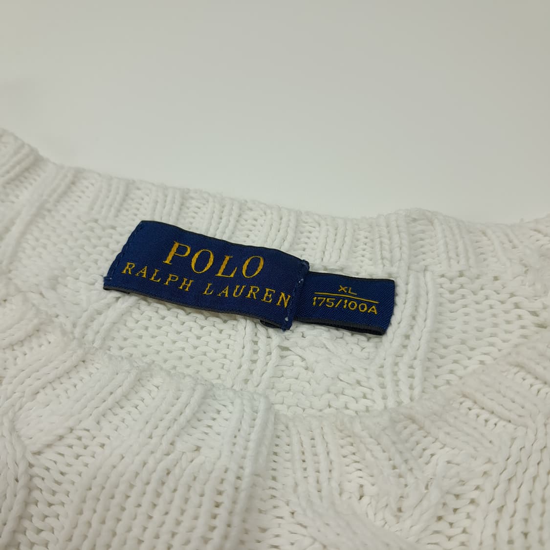 CL095 XL 폴로 랄프로렌 네이비 포니 자수 화이트 케이블 니트 상품이미지3