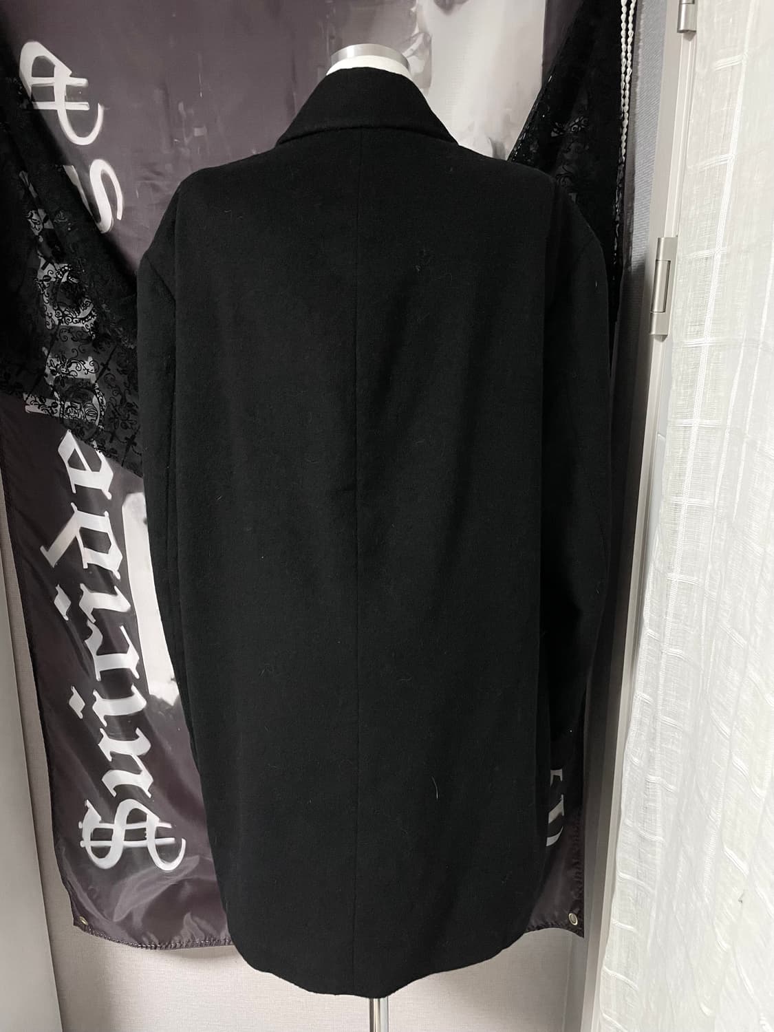 로렌 랄프로렌 울 혼방 빈티지 발마칸 하프코트 블랙 유니섹스꼼데요지캐피탈 상품이미지4