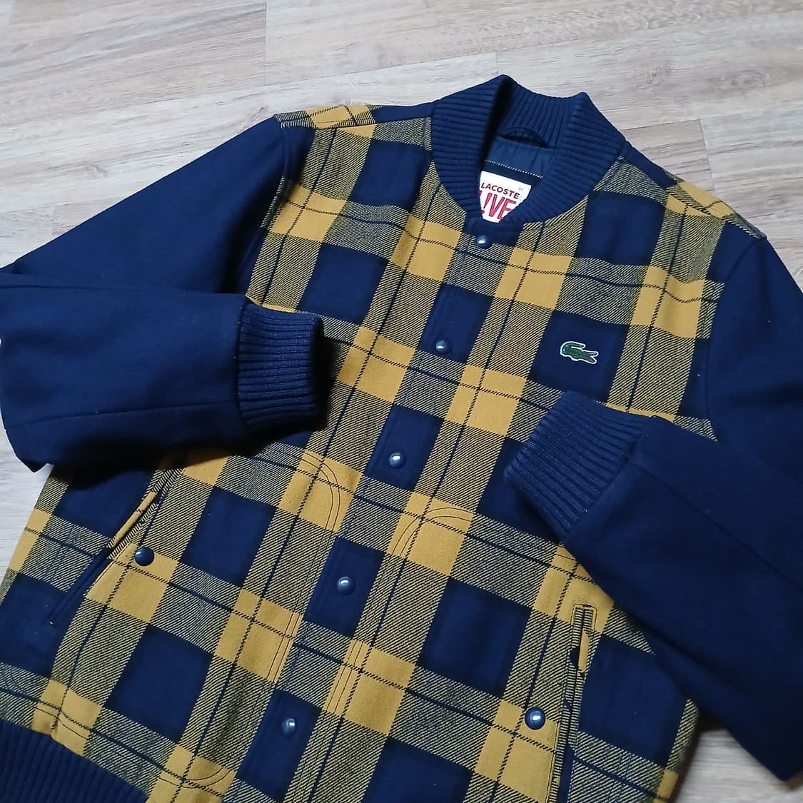 lacoste 라코스테 라이브 악어 모직 타탄체크 블루종 자켓 점퍼 상품이미지7