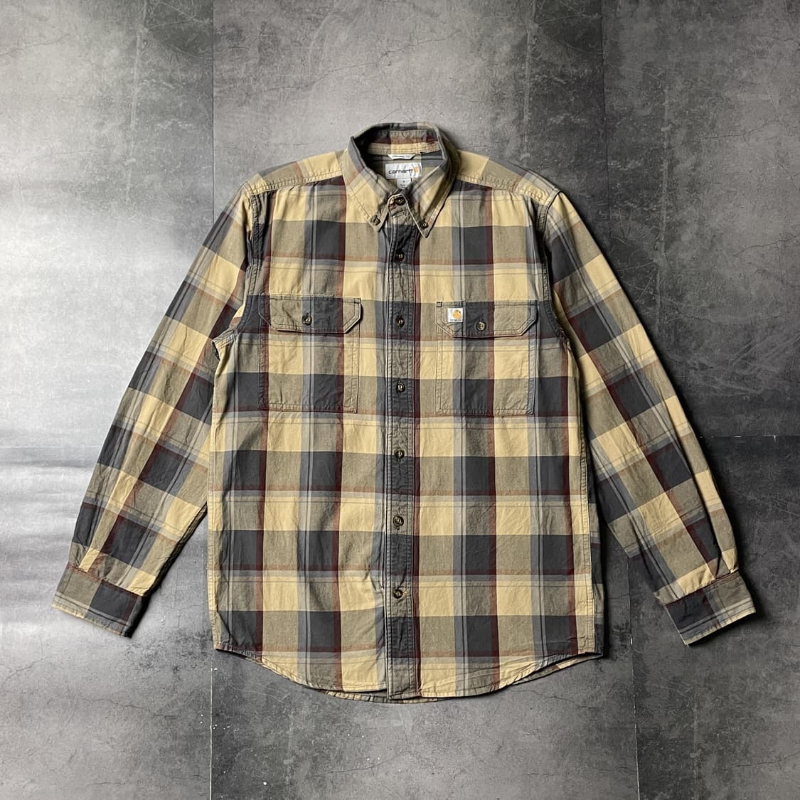 CARHARTT 칼하트 빈티지 옐로우 체크 워크 셔츠 A00981 상품이미지1