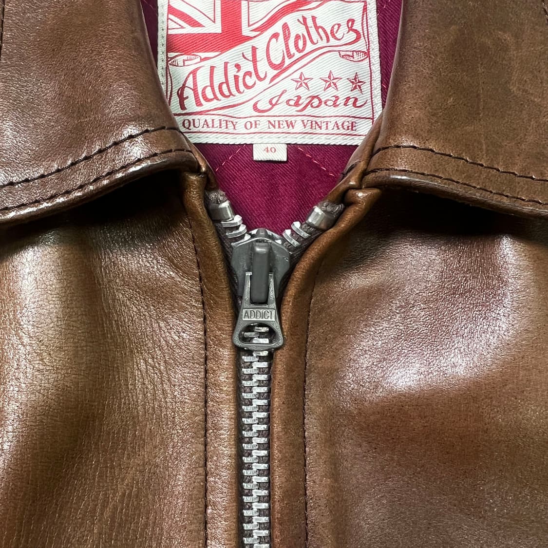 어딕트클로즈 ad-01 싱글 레더 자켓 호스하이드 브라운 (40) 상품이미지7