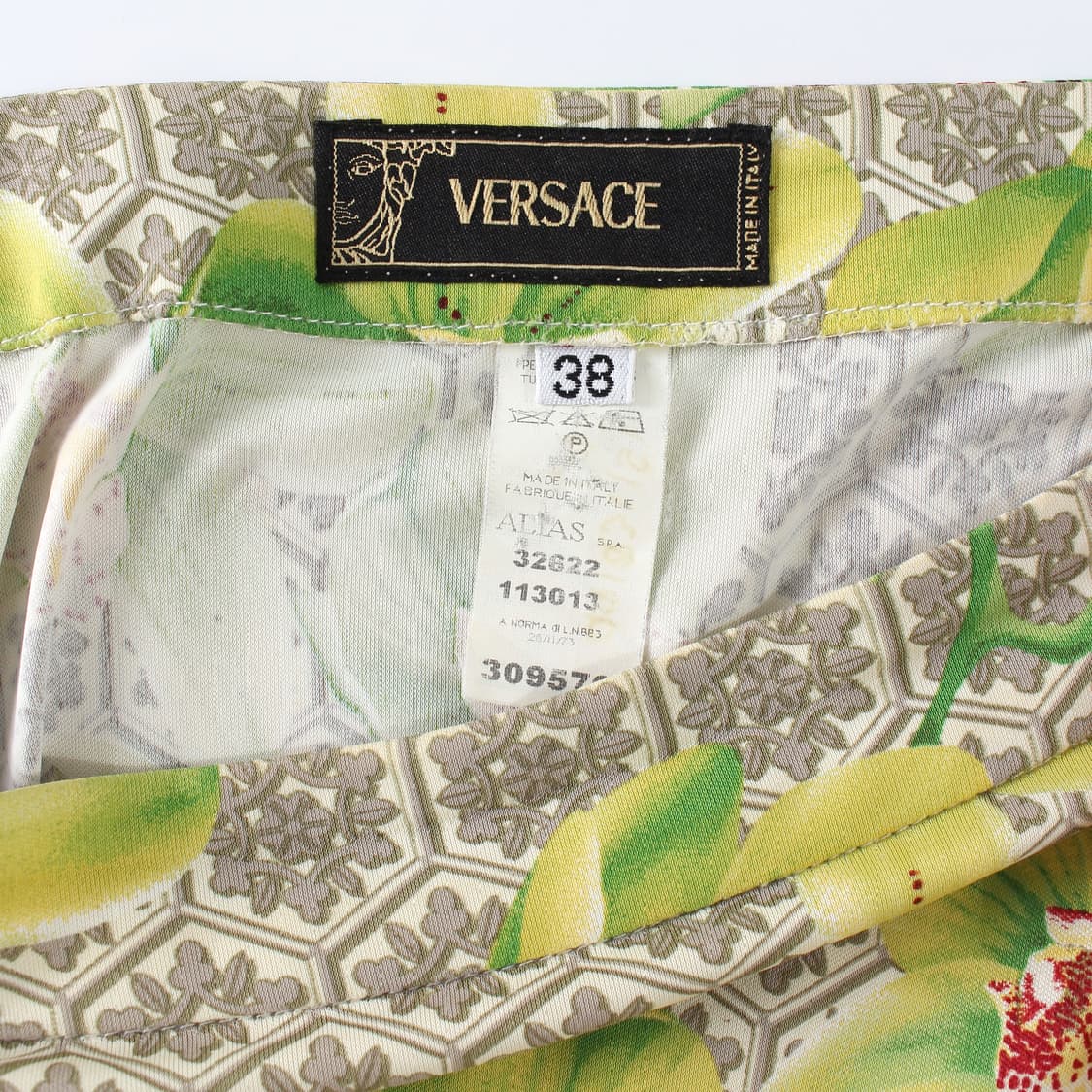 베르사체 VERSACE 빈티지 오키드 플라워 패턴 플레어 트임 슬릿 미디 상품이미지9
