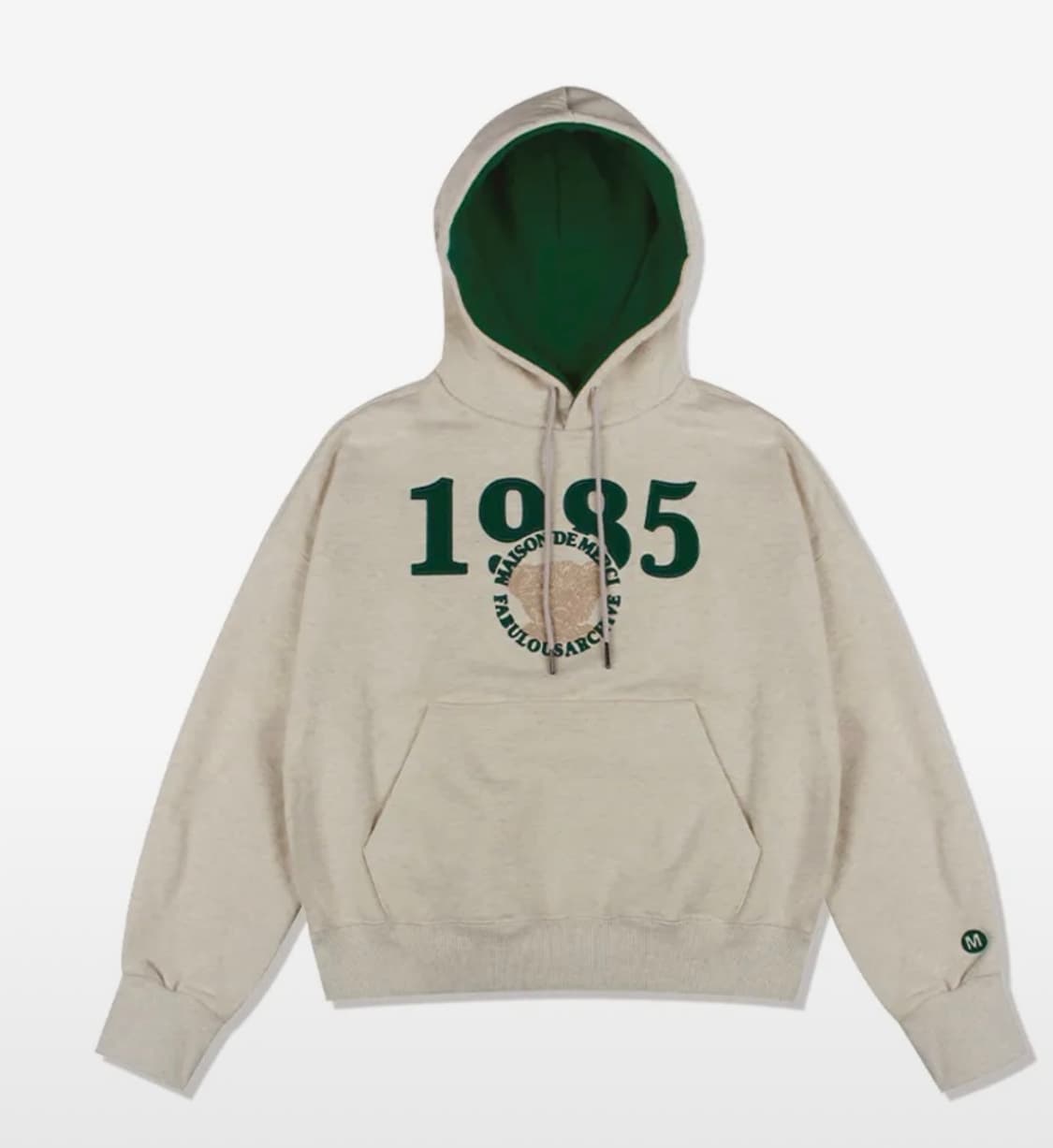 라 메종 스튜디오 우먼즈 크롭 베어프렌즈 엠보자수 후드 오트밀 상품이미지1