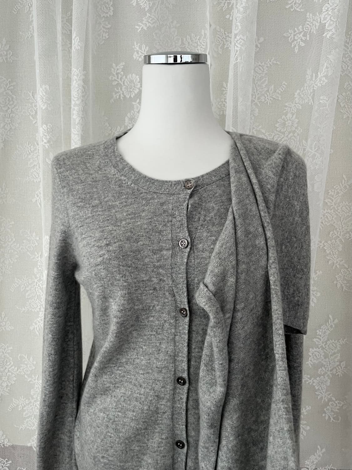 S) 휴고보스 BOSS 여성 캐시미어 니트 가디건 그레이 상품이미지2