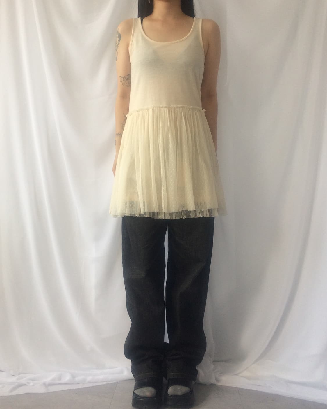 Dot pattern sha layered sleeveless onepi 상품이미지6