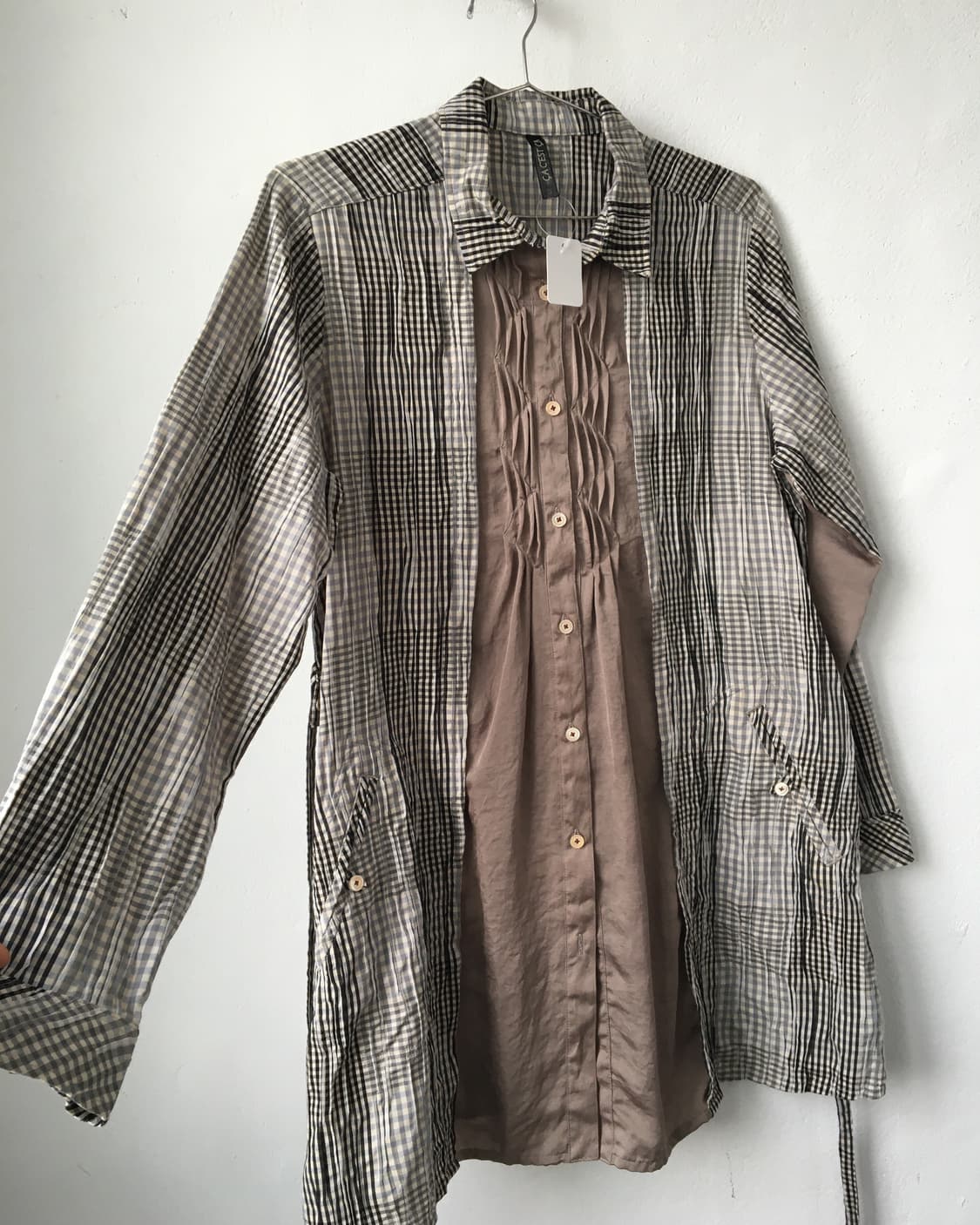 Check pattern layered point shirt 상품이미지4