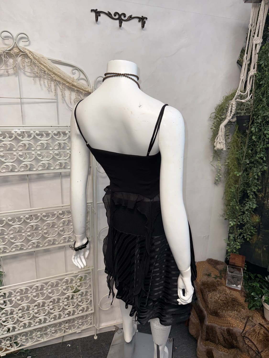 Black fairy flower corsage crop 슬리브리스 상품이미지3