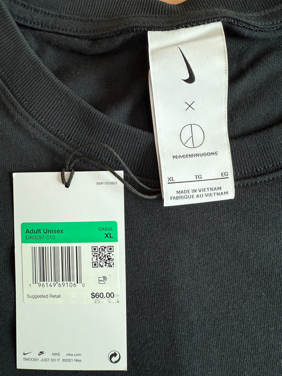 [XL] 나이키 피스마이너스원 피마원 롱슬리브 긴팔 티셔츠 블랙 지디 상품이미지4