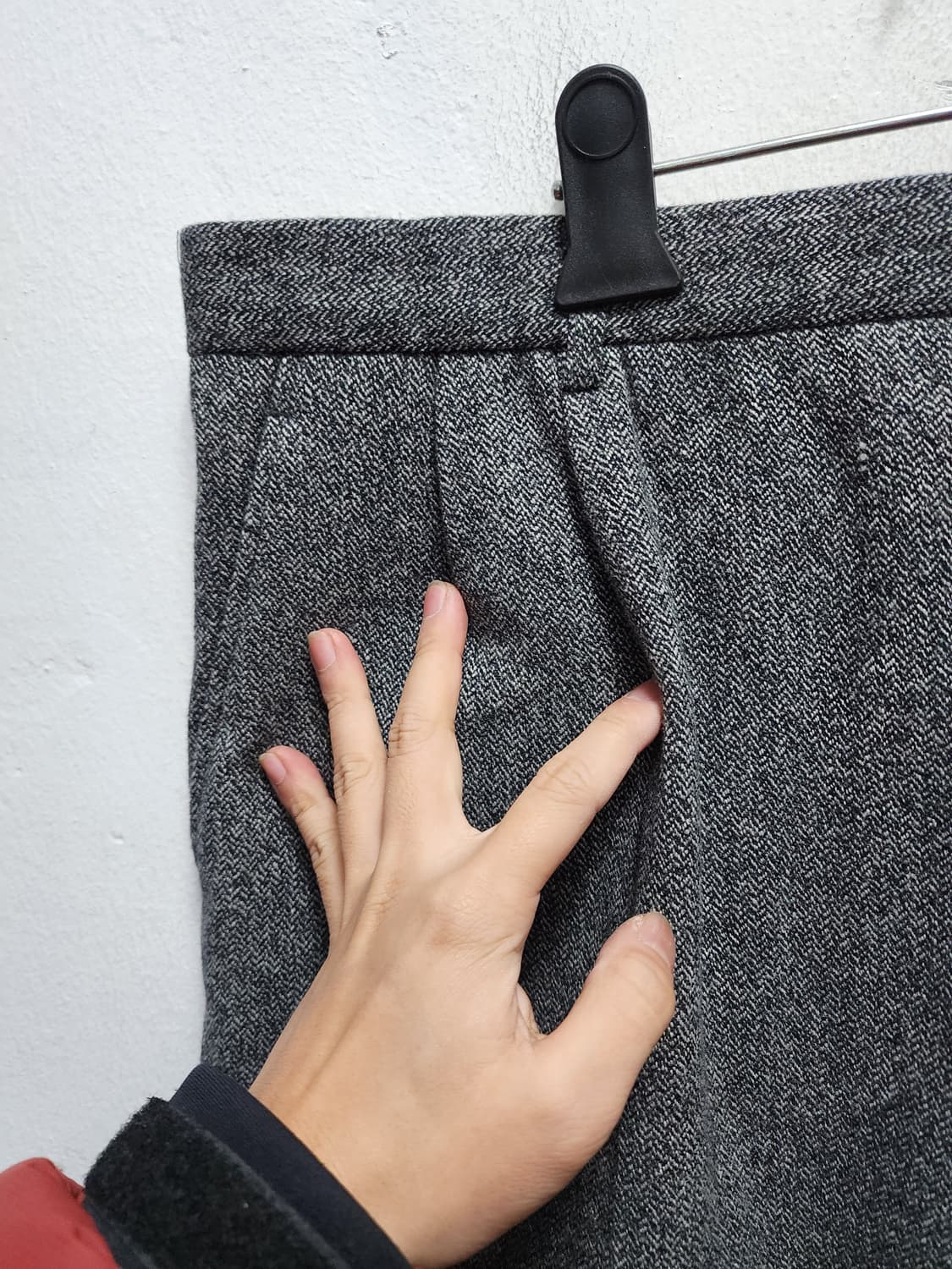 (새상품) wool 모직 인디안 투턱 헤링본 슬랙스 38' 상품이미지3