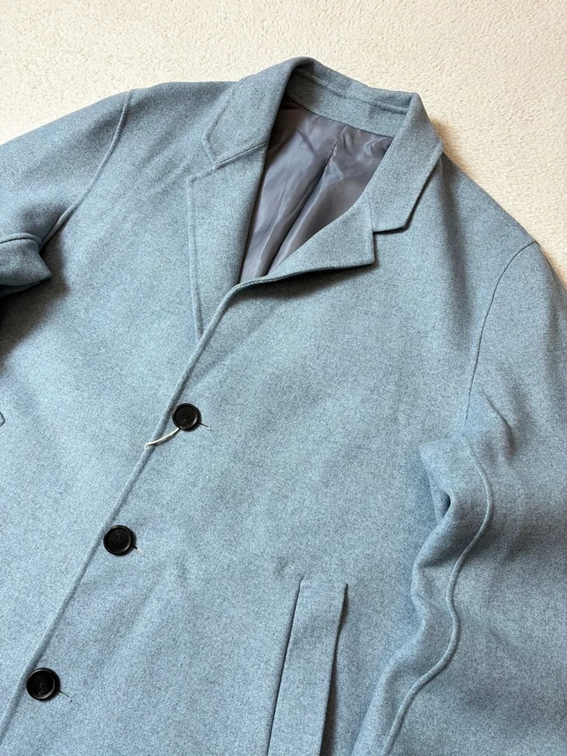 솔리드옴므 스카이블루 세미오버핏 핸드메이드 코트 PN7969 상품이미지2