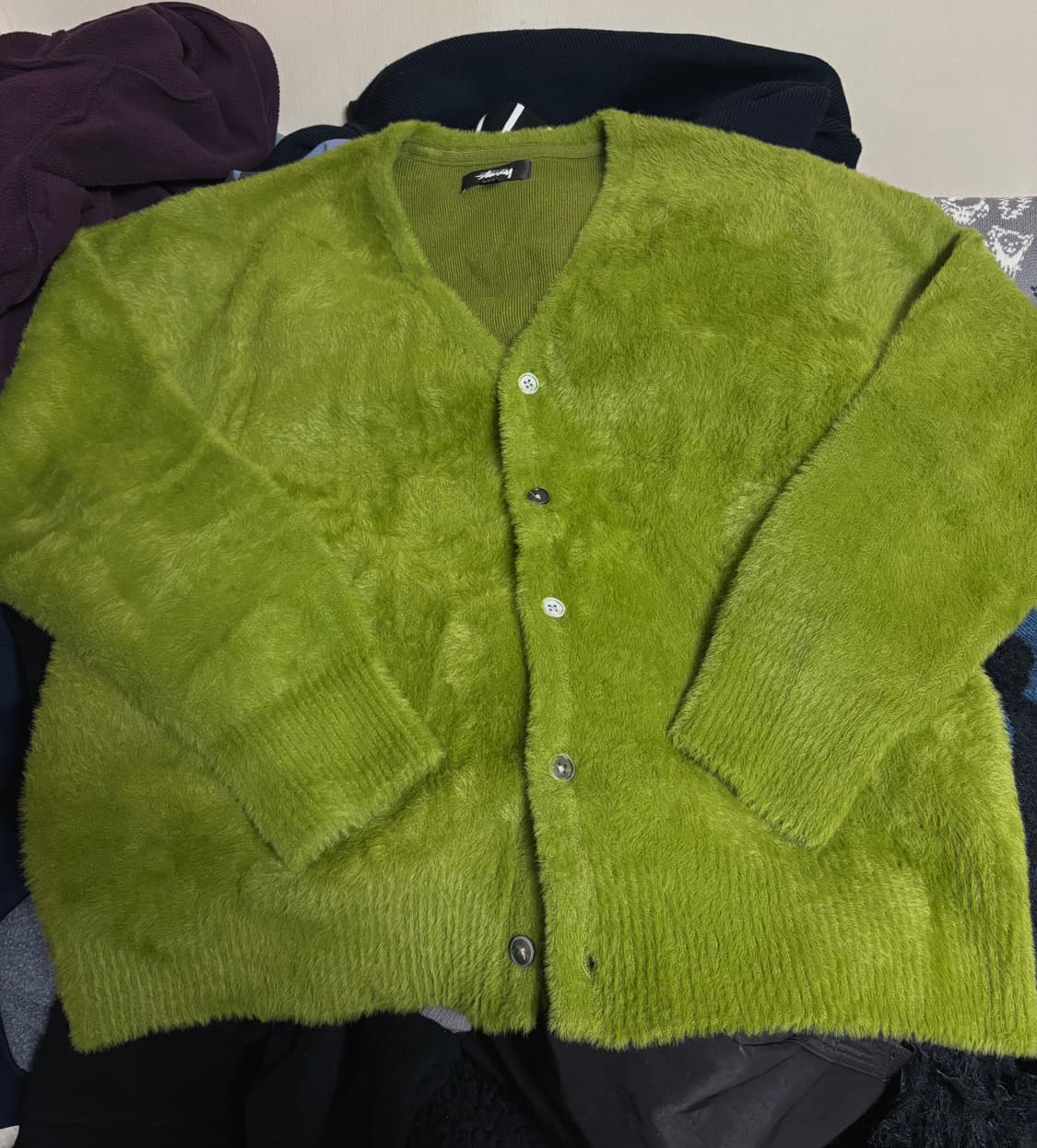 스투시 쉐기 가디건 올리브 모헤어 상품이미지1