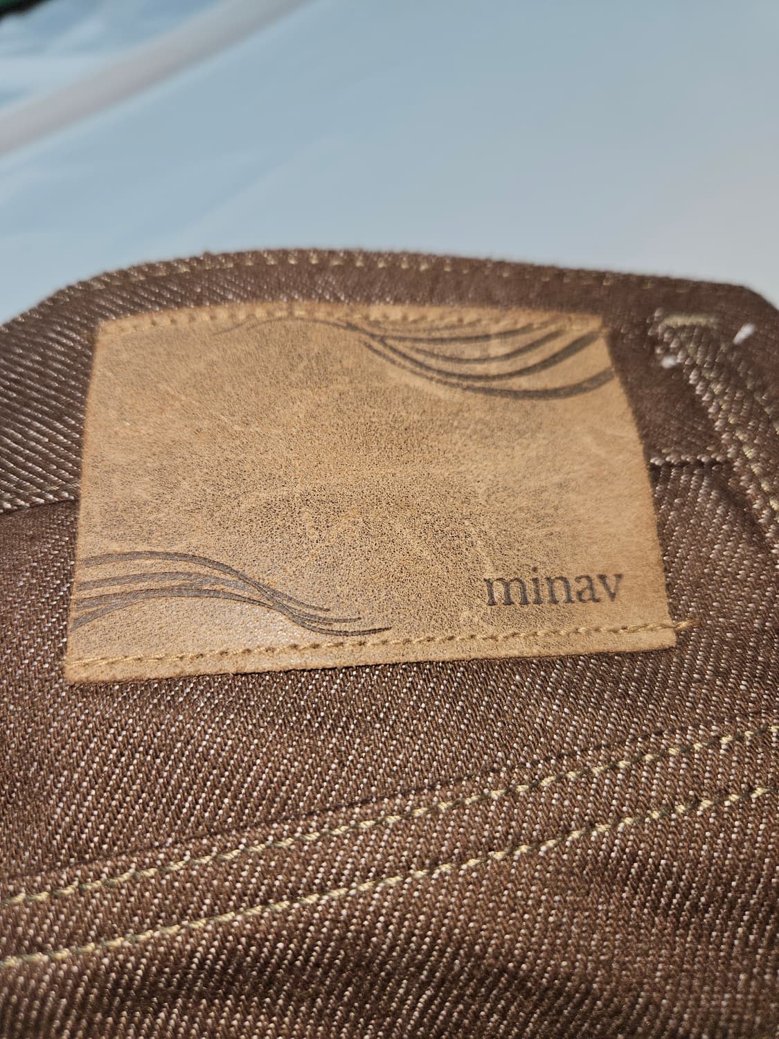 미나브 minav 핀턱 와이드 데님팬츠 진 청바지 브라운 S 상품이미지3