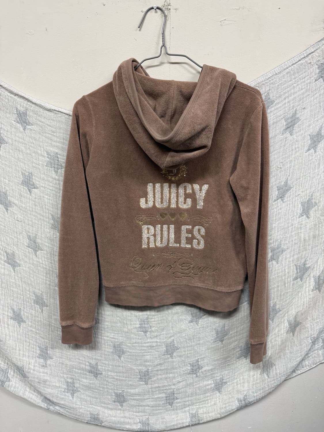 쥬시꾸뛰르 백로고 딱붙 벨벳 후드집업 상품이미지3