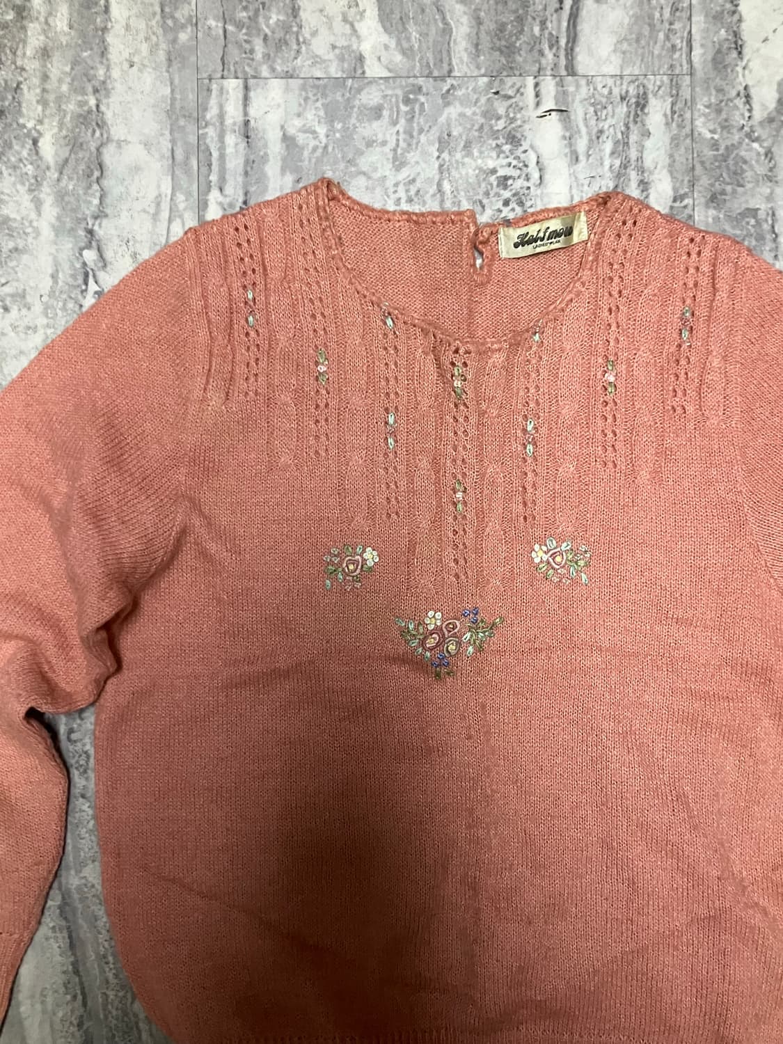 일본빈티지 Halfnoon 하구미모리걸 할메카지 니트스웨터 핑크 상품이미지2