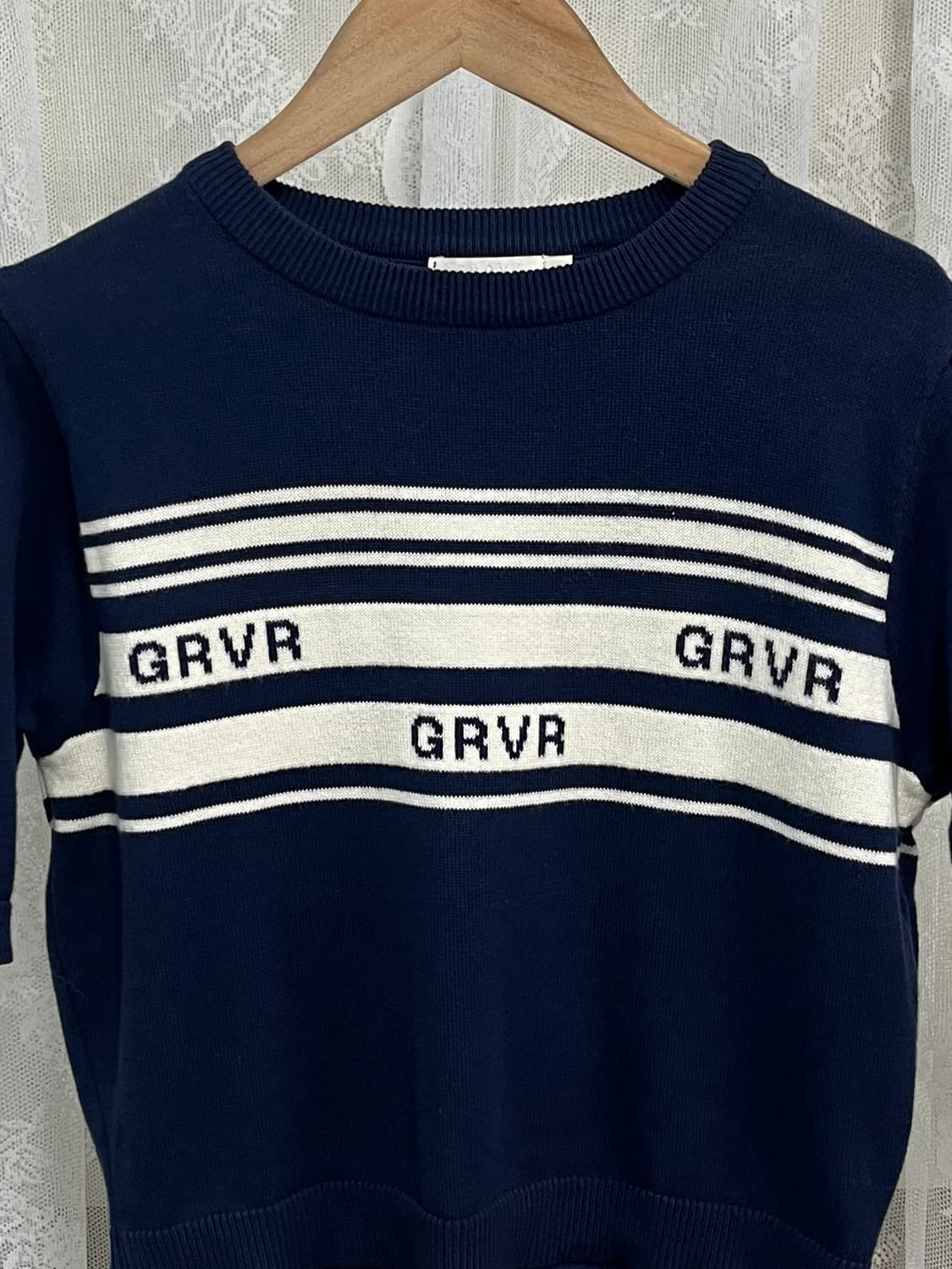 F) 그로브 GROVE 스트라이프 반팔 니트 네이비 상품이미지3